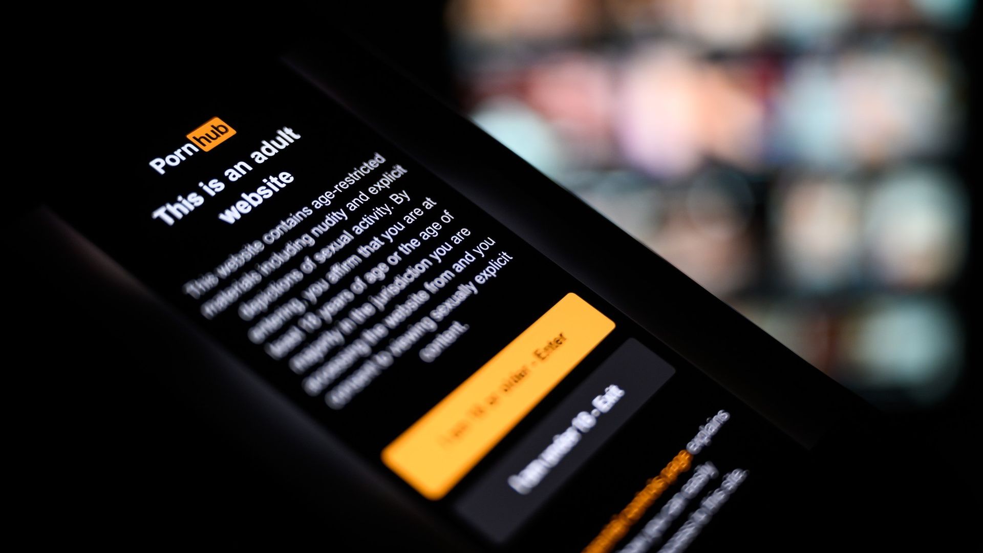 A photo of a PornHub warning.