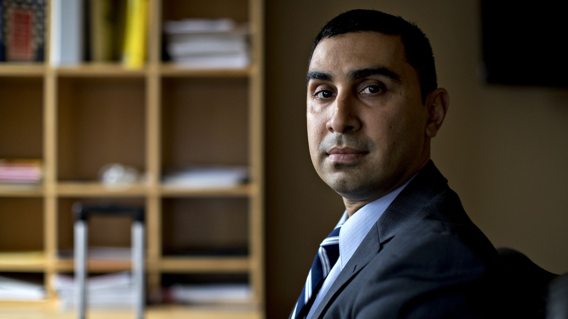 Bernie Sanders' political adviser Faiz Shakir is seen as he sits for a portrait.