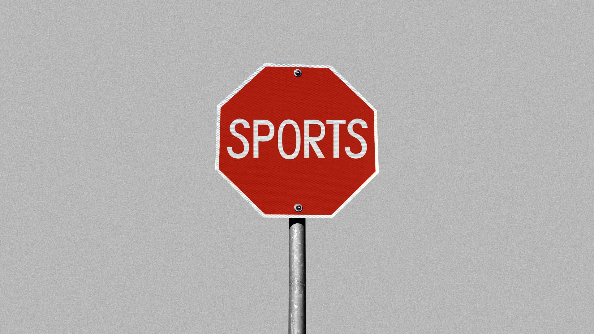 Illustration of stop sign that says "sports"