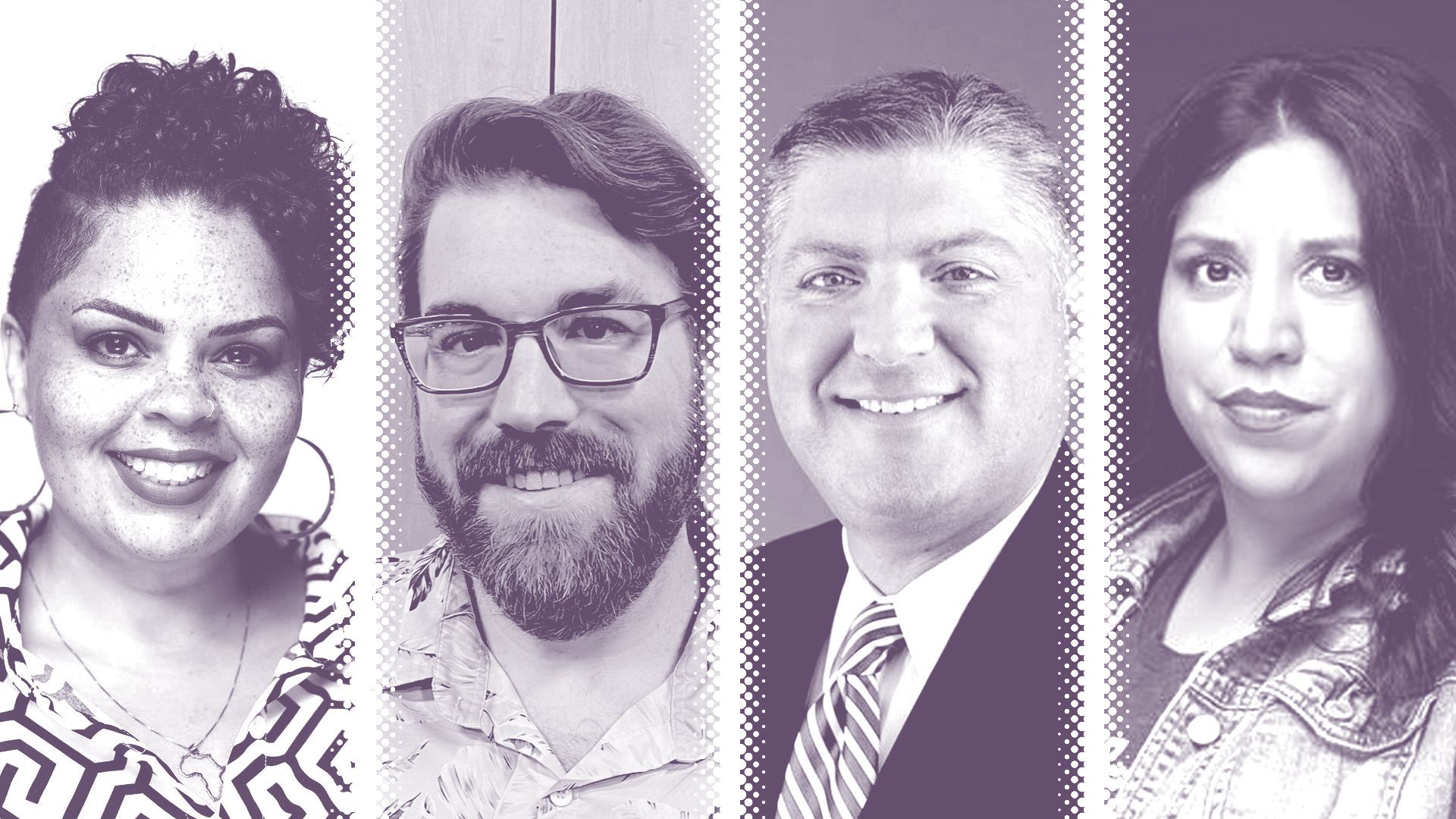 Photo illustration of Victoria Henderson Weber, Logan Villhauer, Patrick Dix and Anna Campos.