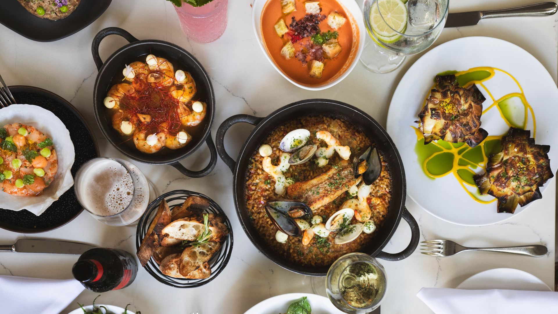 An assortment of food offerings from Leku 