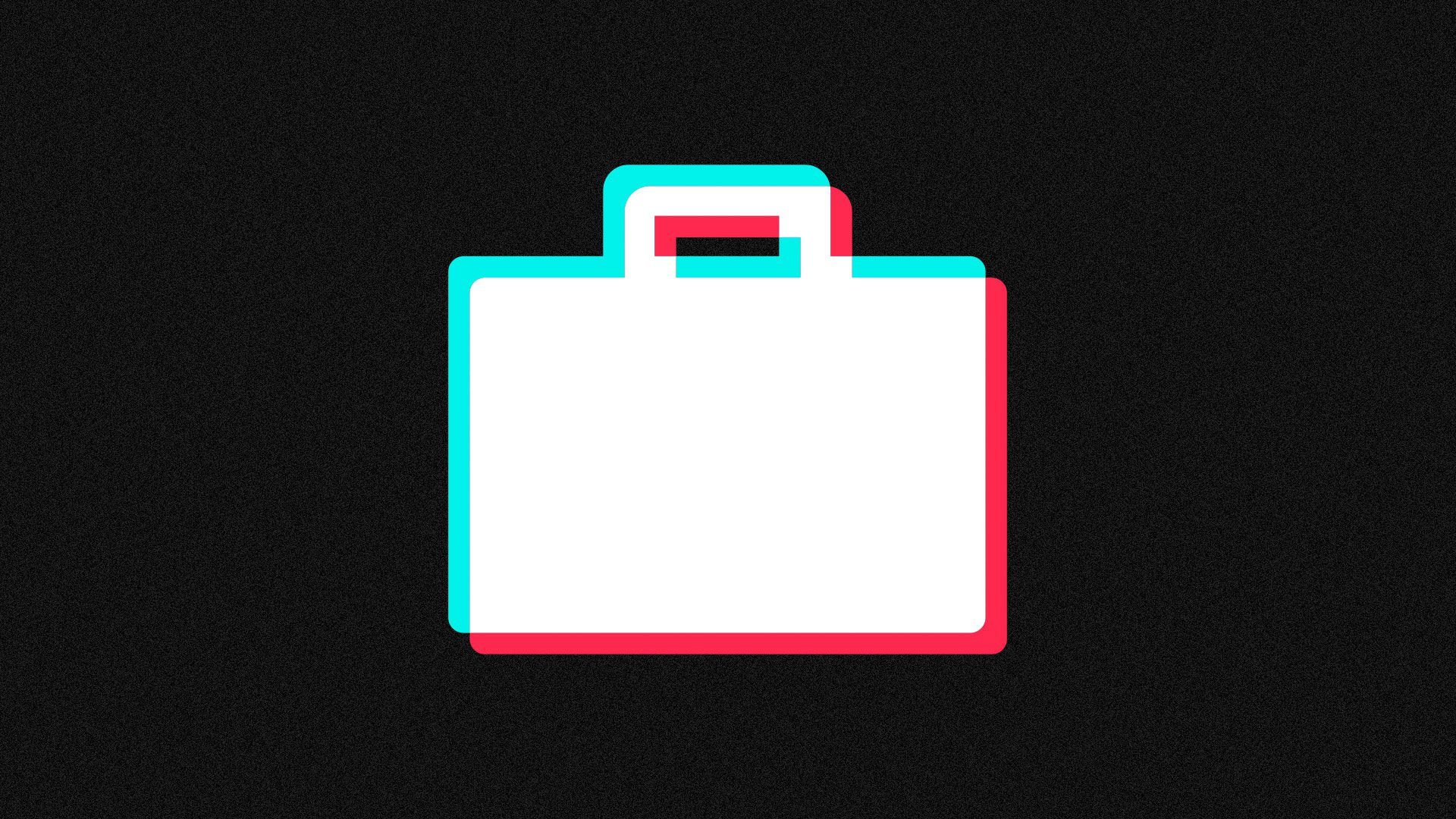 Illustration of a briefcase icon in the style of the TikTok logo.  