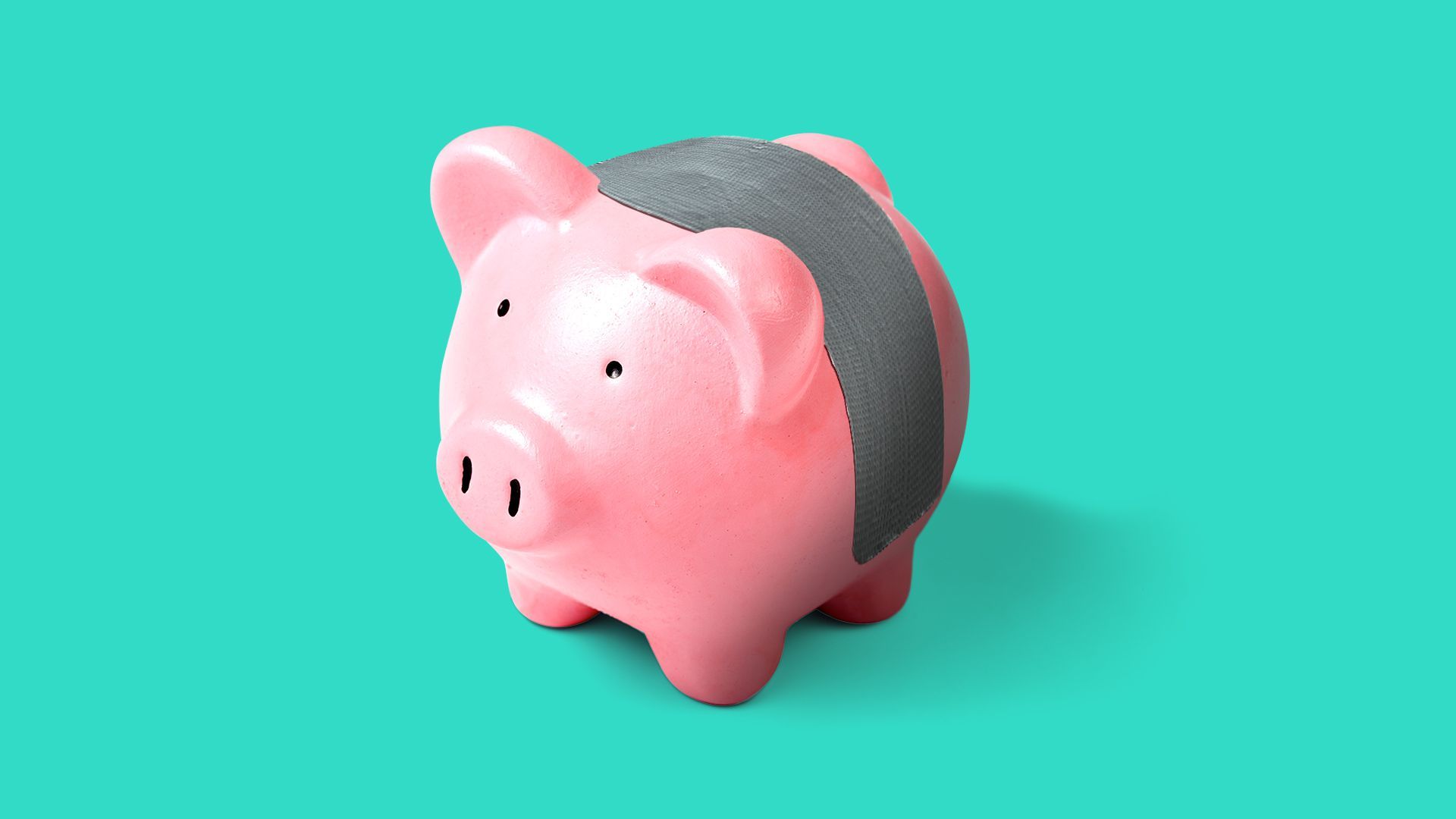 Illustration of a piggy bank with tape over the slot. 