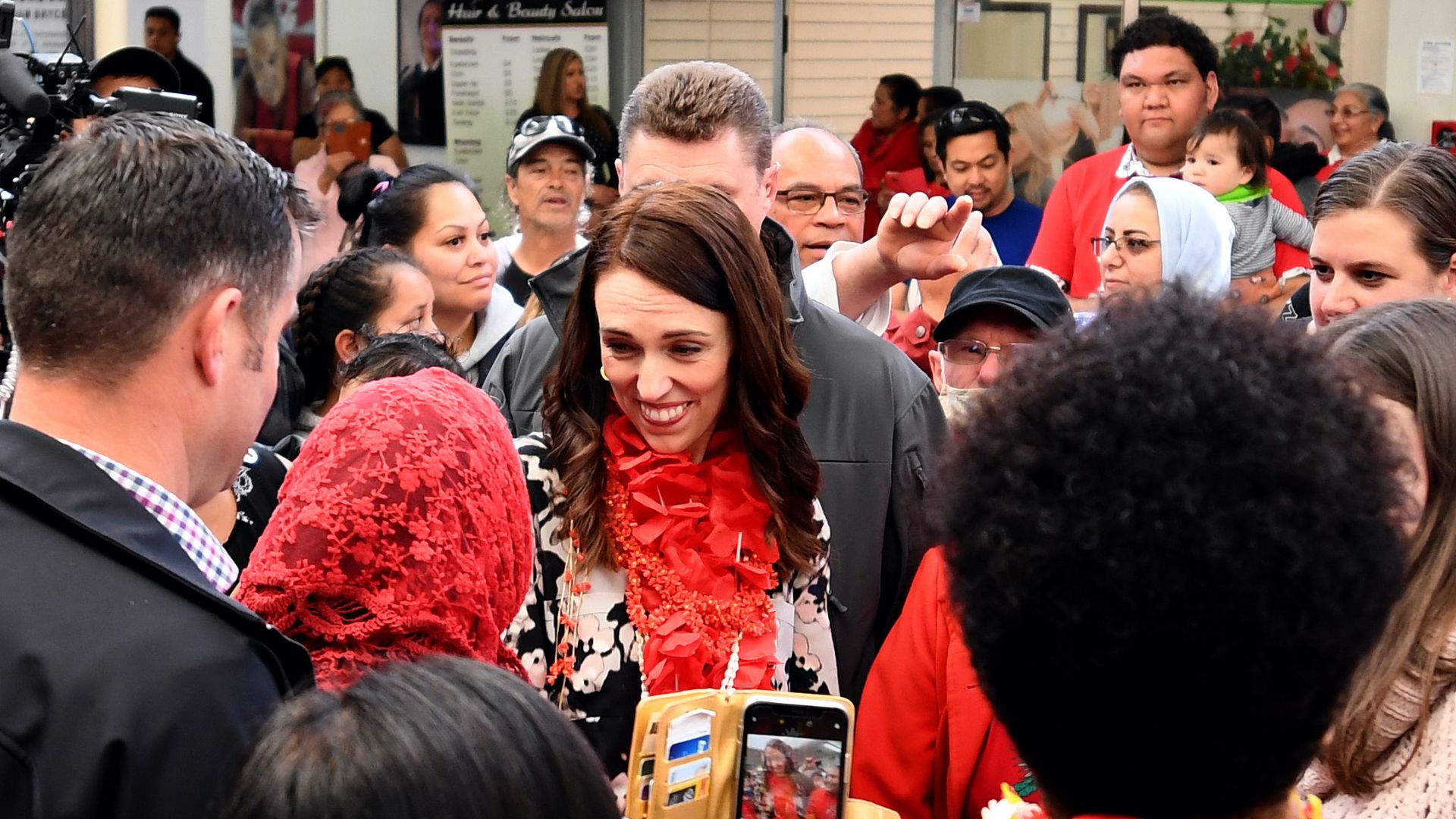 Labour Party leader Jacinda Ardern meets supporters at Manurewa Mall on October 16, 2020 in Auckland, New Zealand.