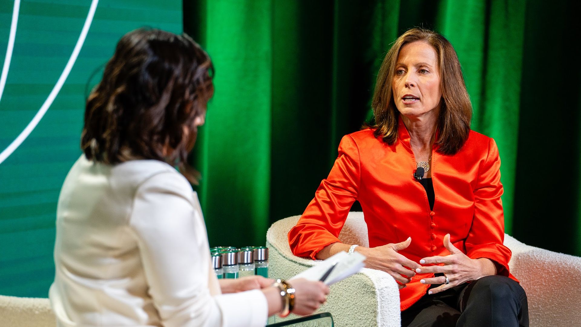  Nasdaq CEO speaks with Axios' Hope King at Axios BFD. Photo courtesy: Sam Popp on behalf of Axios