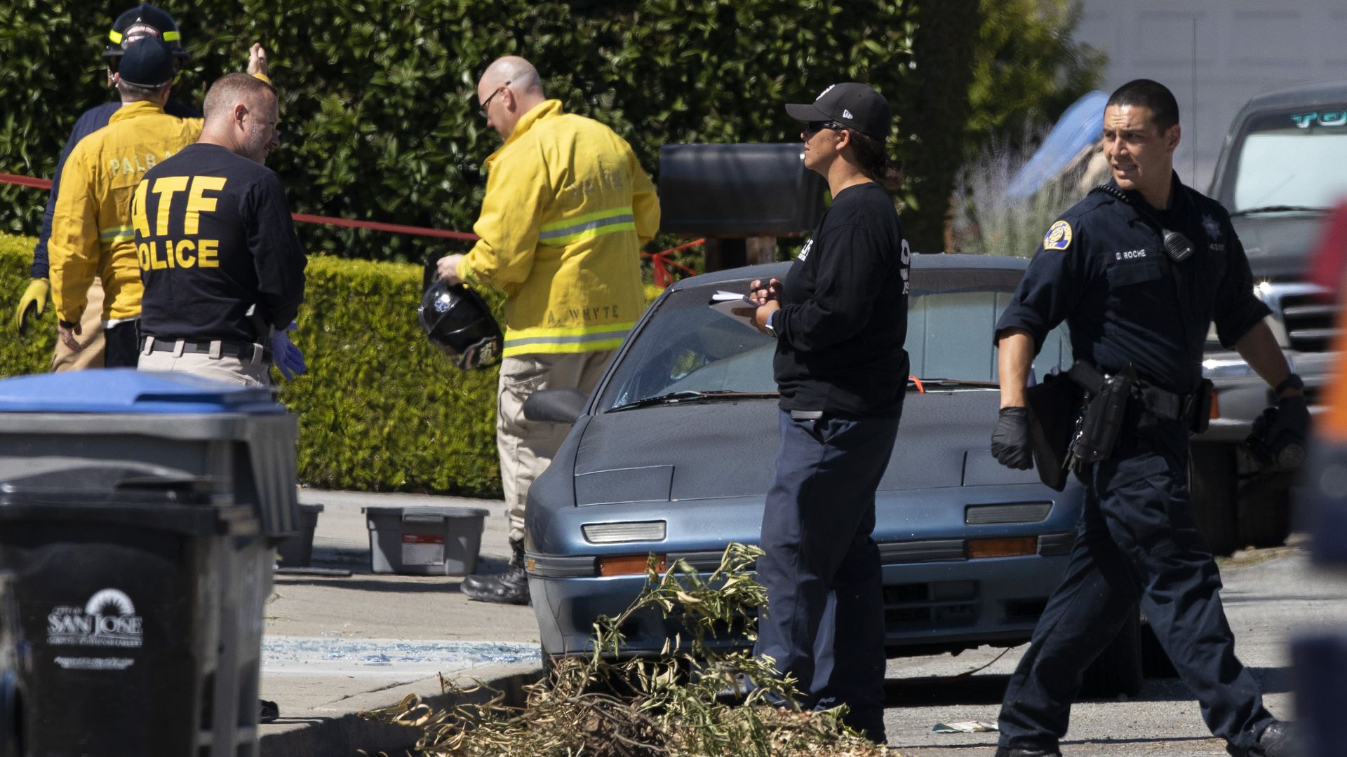 ATF officers with San Jose police investigating a shooting in San Jose in May 2021.