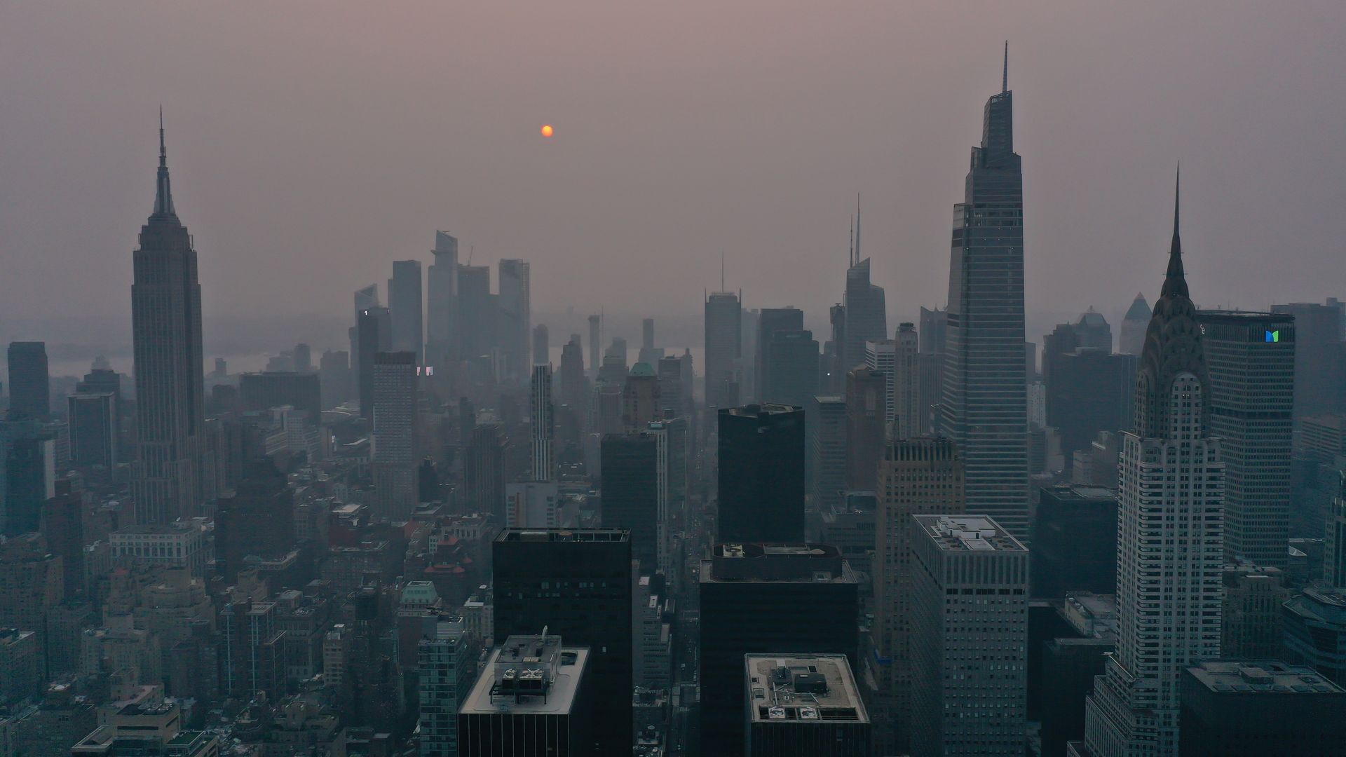 Wildfires burning out of control across the Western United States causes hazy skies throughout New York City and Washington DC