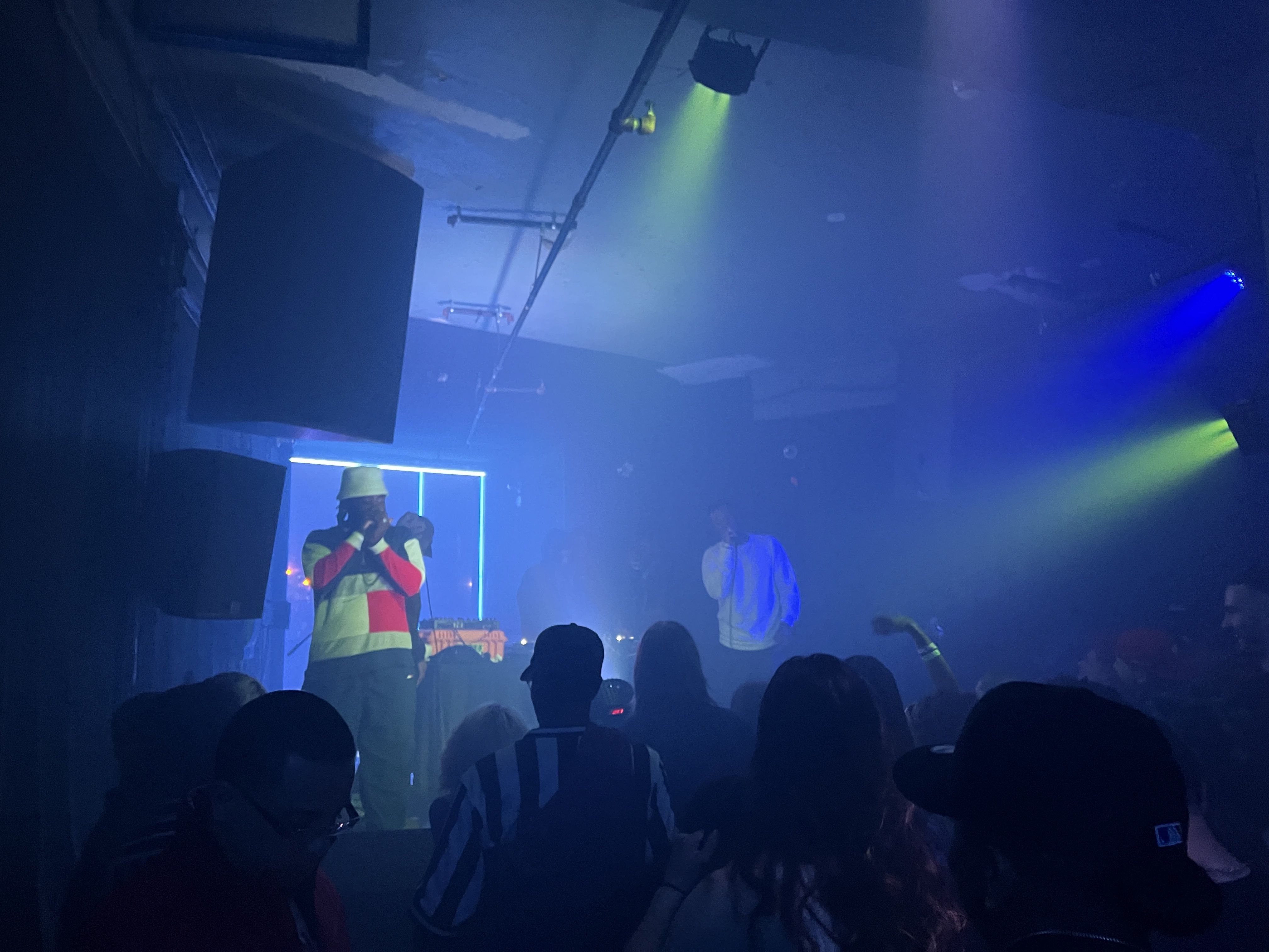 Milf Melly and King Milo stand in front of 47chops during a set in Brooklyn this April. Photo: Samuel Robinson/Axios