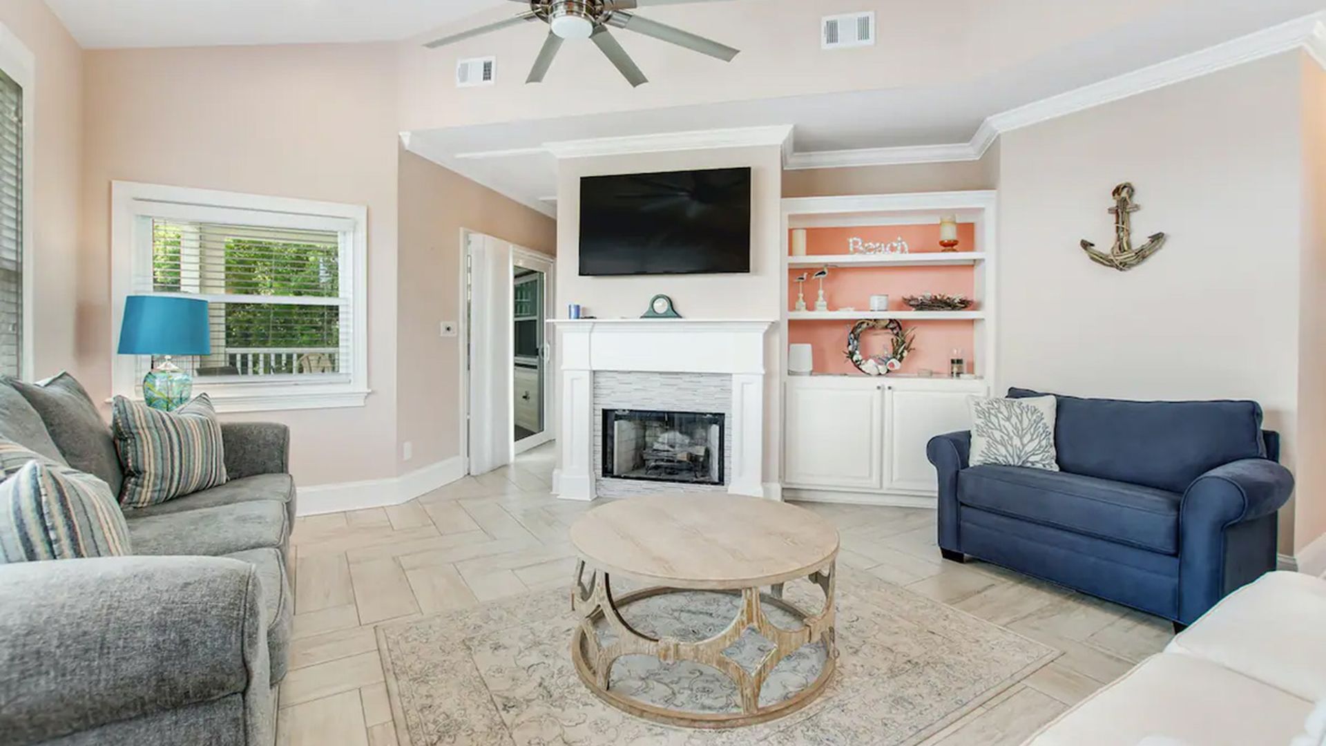 Living area at rental home on Tybee Island, Georgia