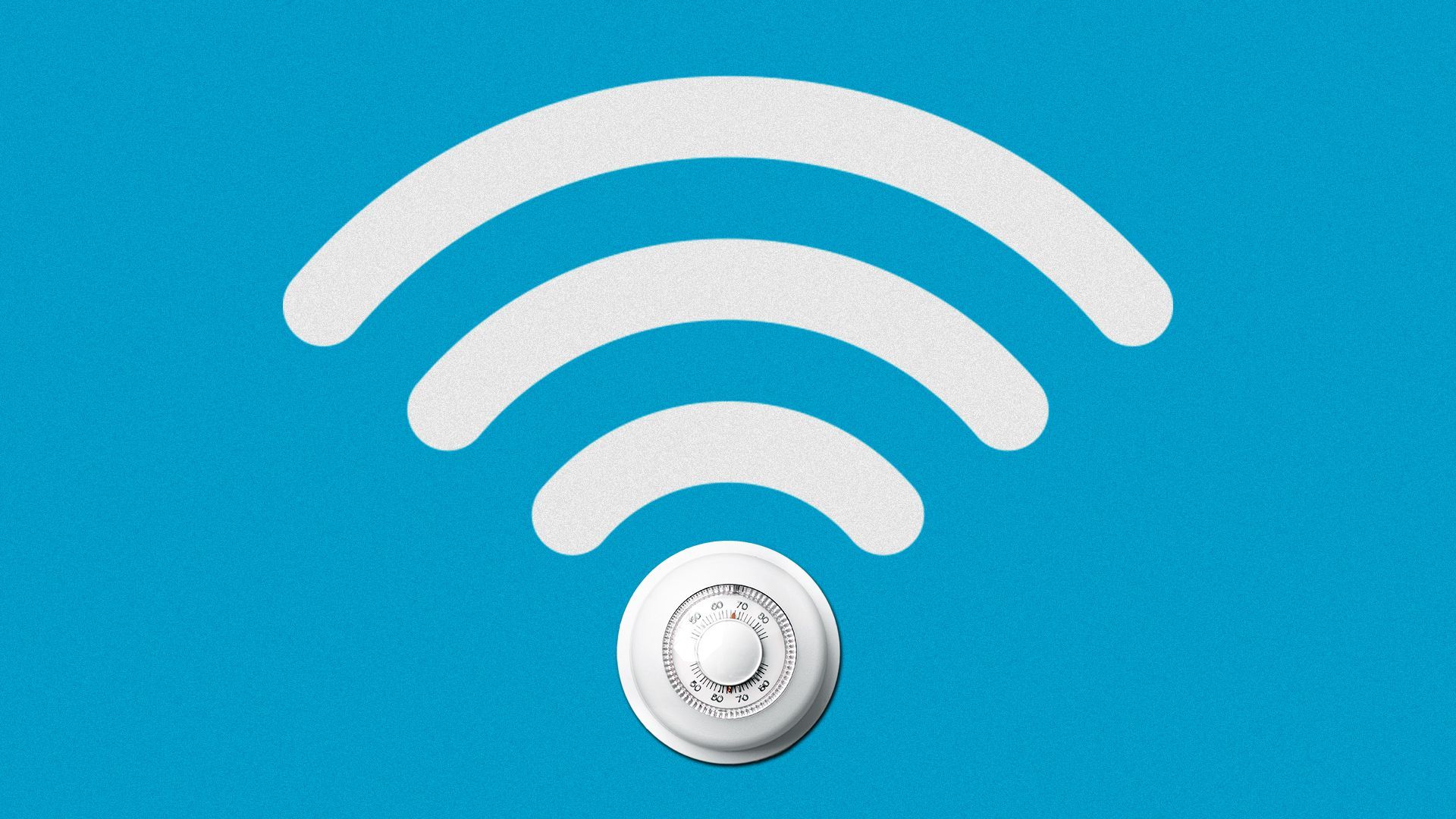 an illustration of a thermostat forming a wifi symbol