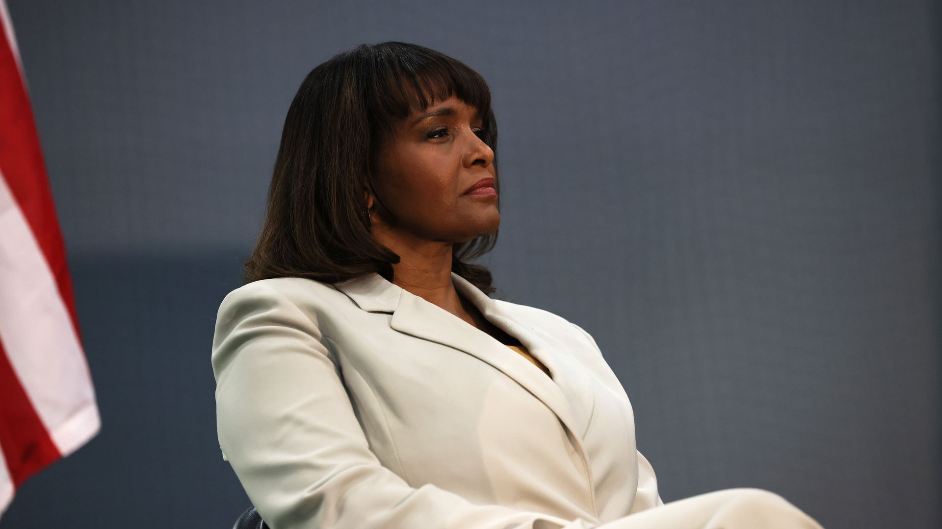 Pennsylvania U.S. Senate candidate Kathy Barnette listens to speakers at a Republican leadership forum at Newtown Athletic Club on May 11, 2022 in Newtown, Pennsylvania.