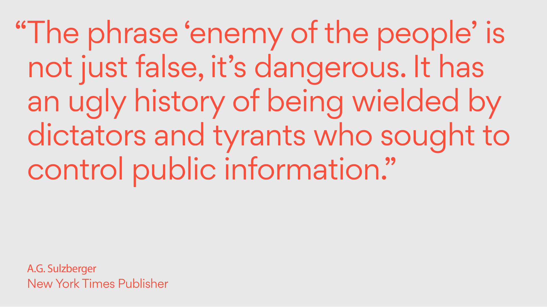 Quote from A.G. Sulzberger on freedom of the press
