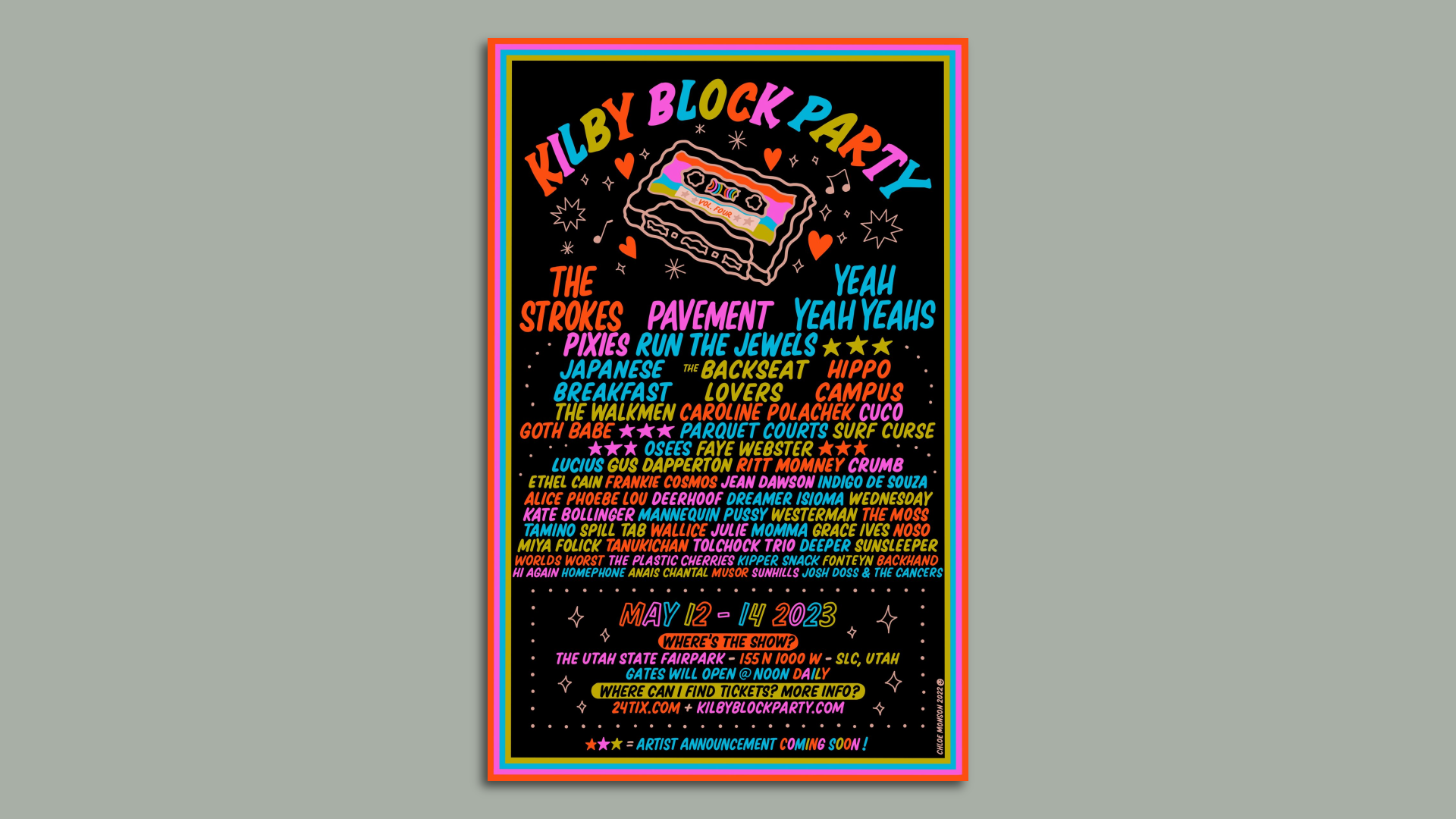 A concert poster for a Salt Lake City music festival called Kilby Block Party. 