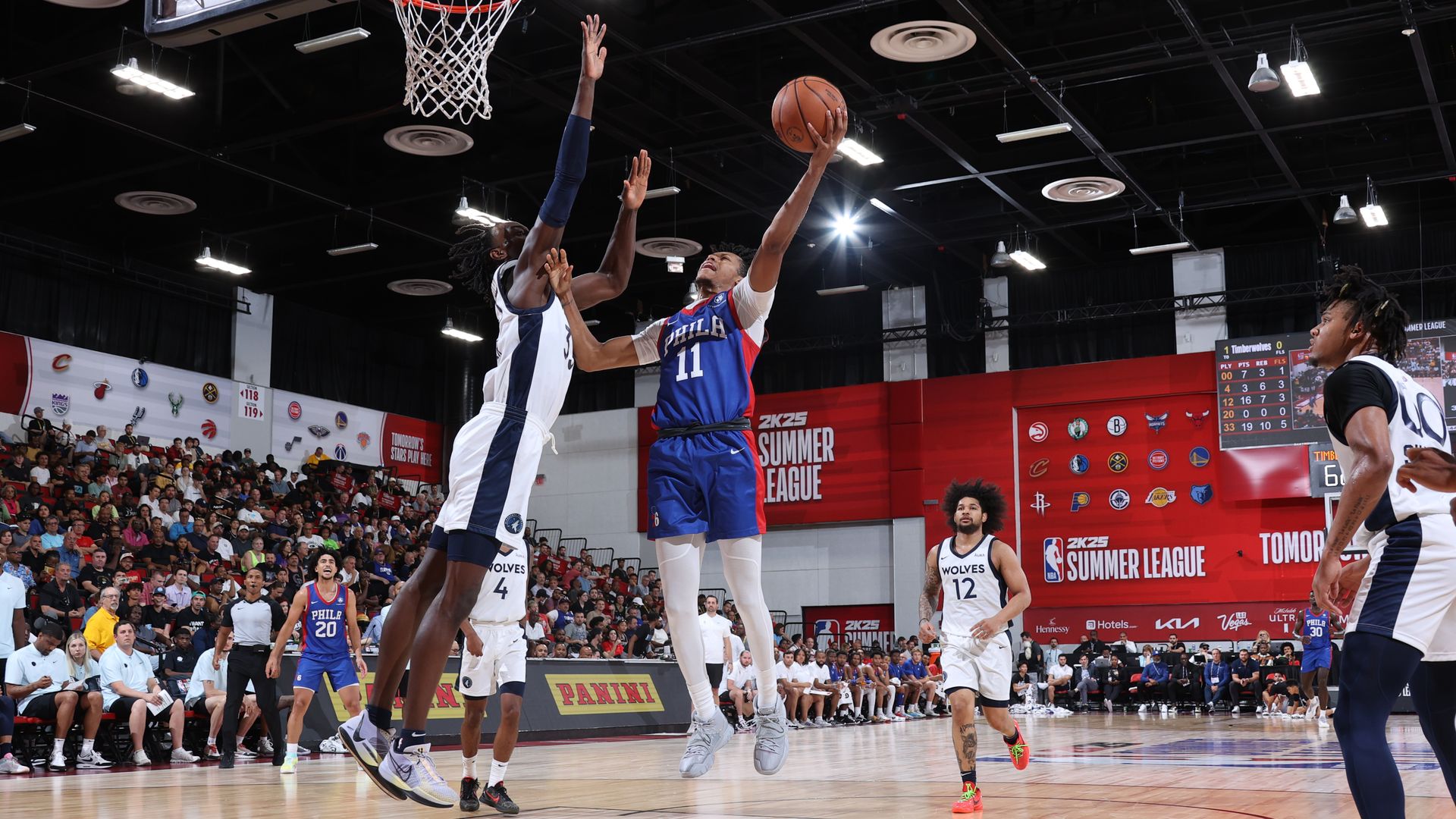 eff Dowtin Jr. #11 of the Philadelphia 76ers shoots the ball during the game against the Minnesota Timberwolves.