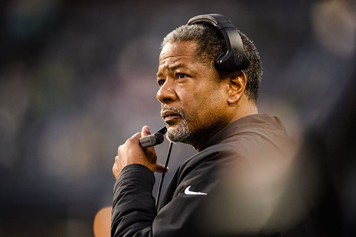 SEATTLE, WASHINGTON - DECEMBER 11: Head coach Steve Wilks of the Carolina Panthers looks on during the fourth quarter against the Seattle Seahawks at Lumen Field on December 11, 2022 in Seattle, Washington. (Photo by Jane Gershovich/Getty Images)