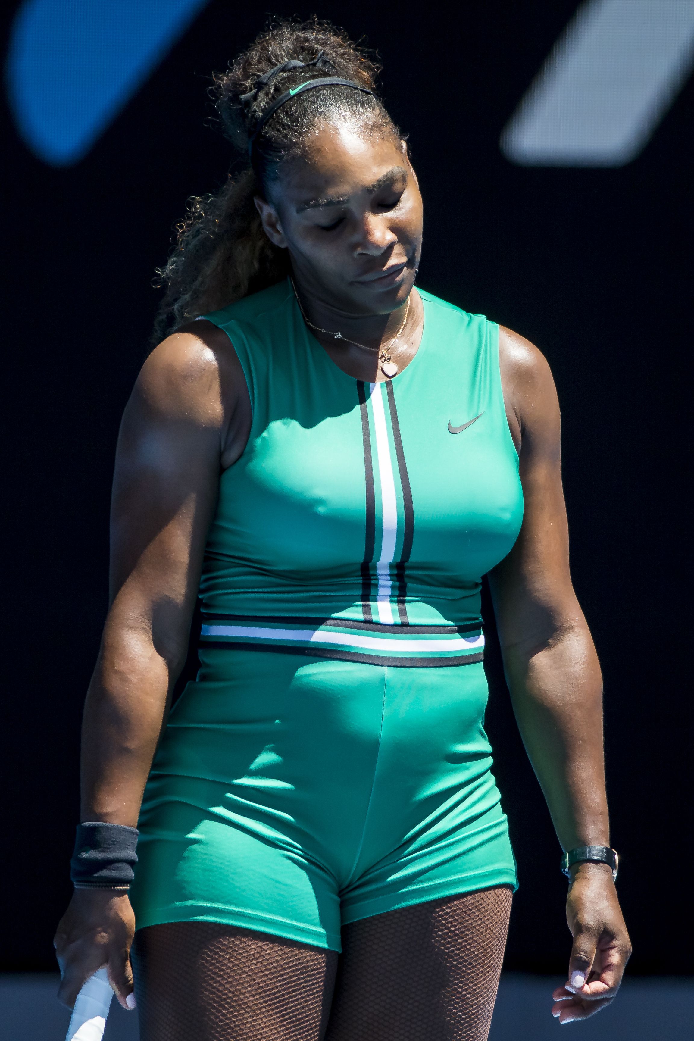 Serena Williams shows her frustration during her match