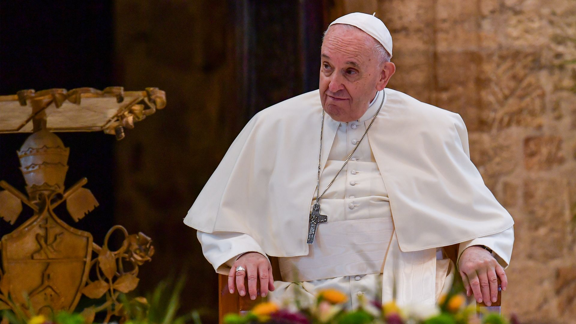 Pope Francis attends a meeting Nov. 12.