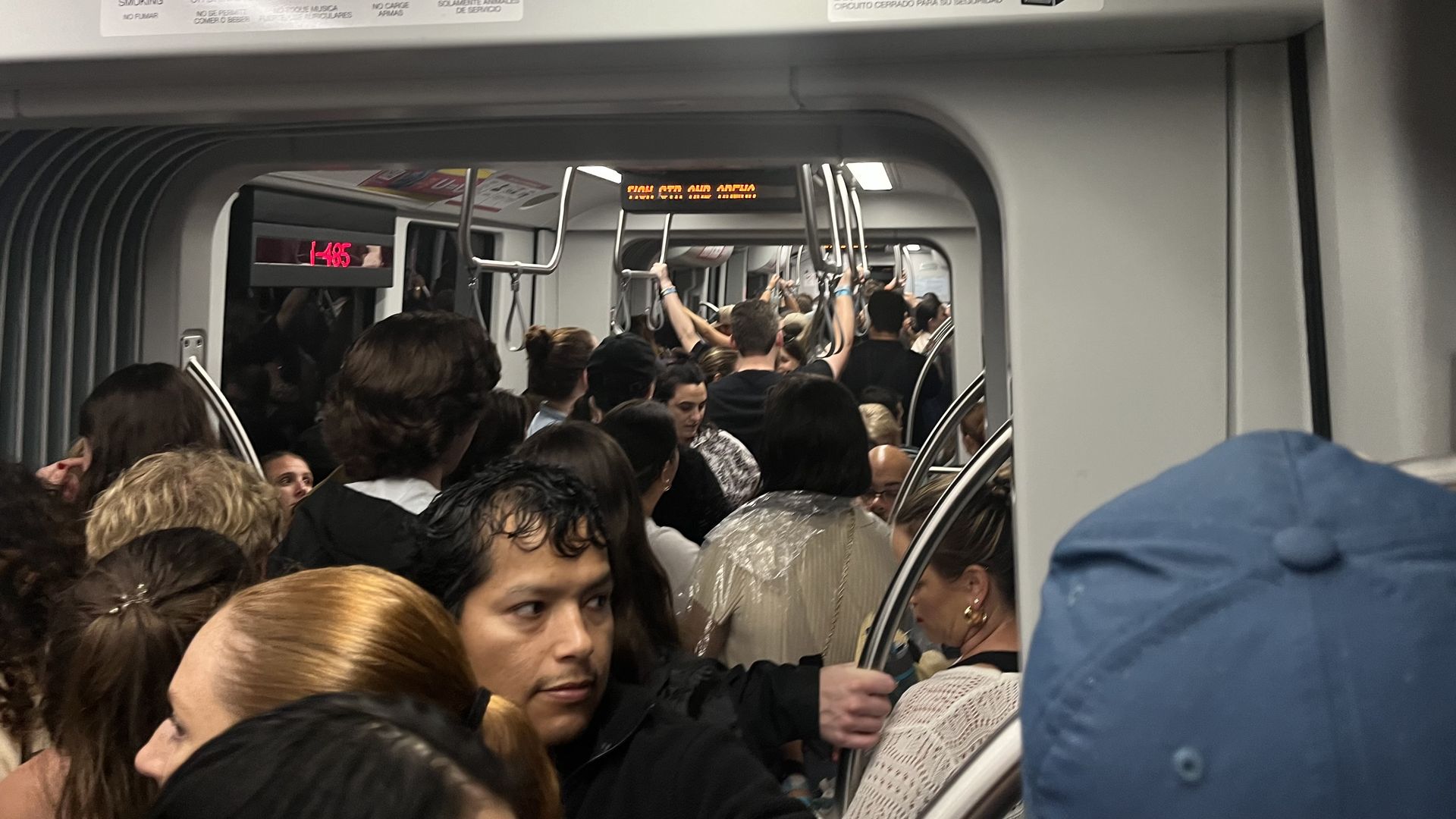 Crowded light rail train