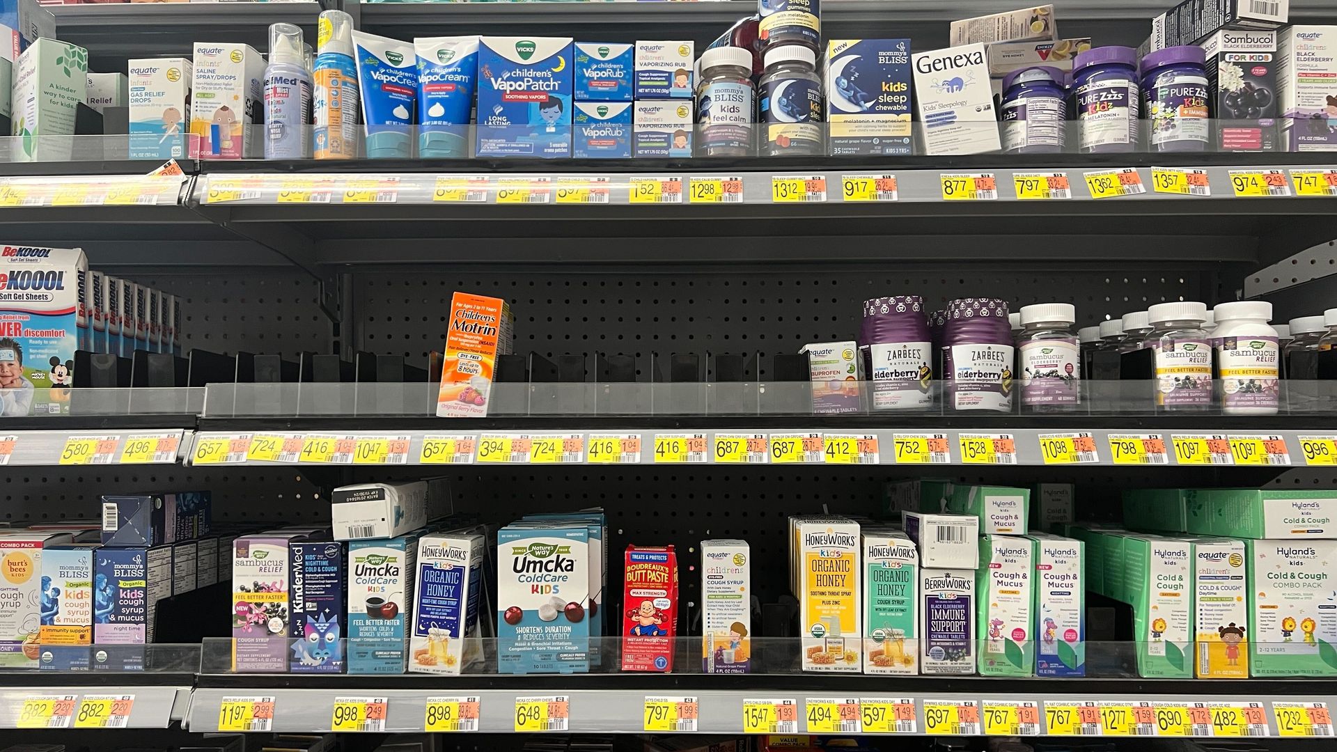 A photo of pharmacy shelves