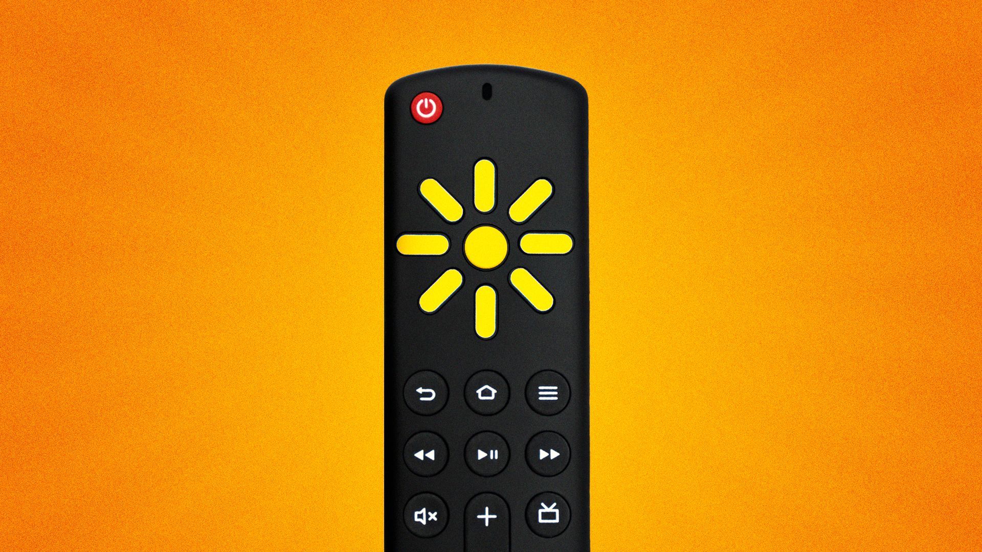 an illustration of a television remote with batteries in the shape of a fun