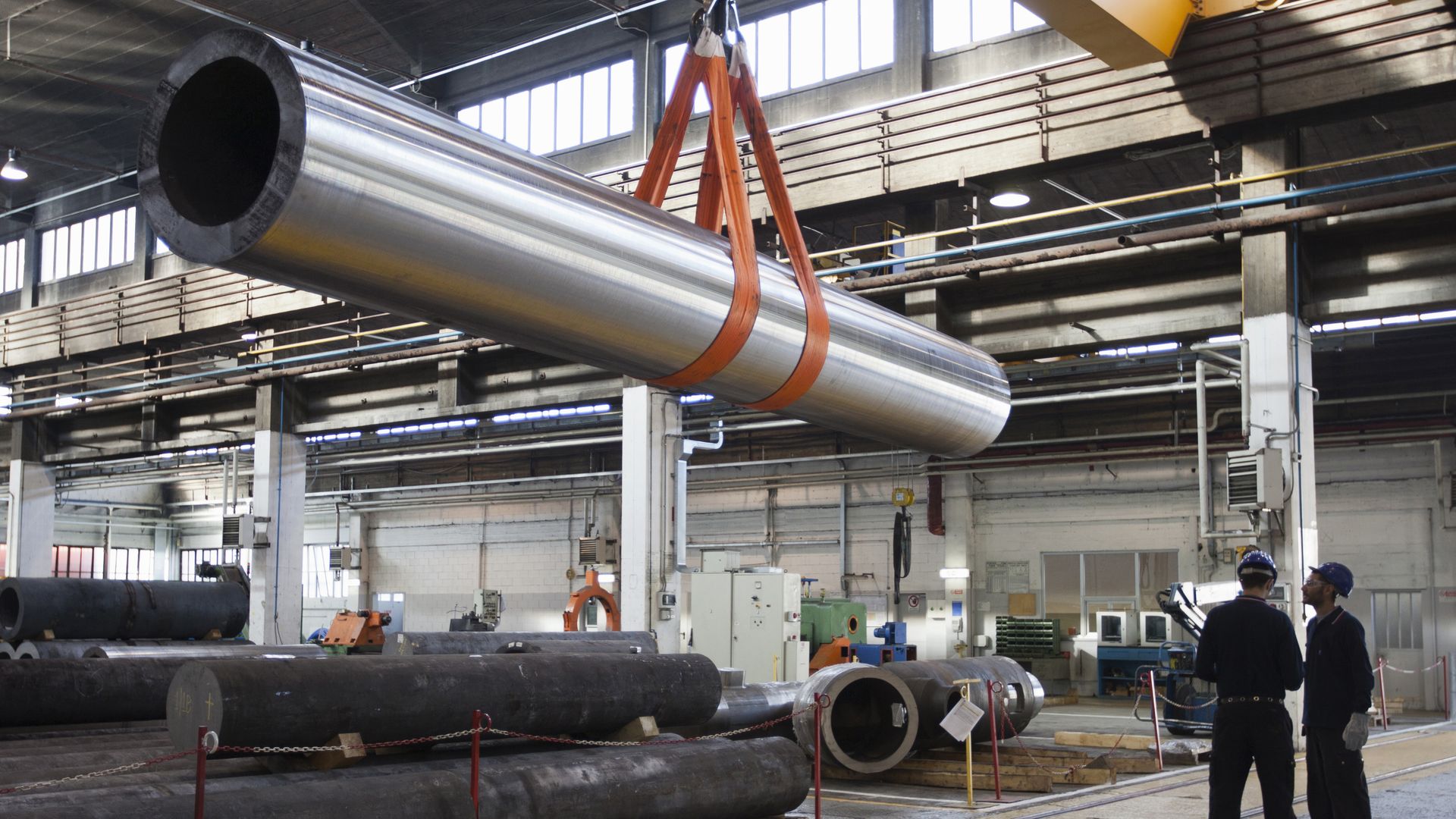 Workers in a steel factory
