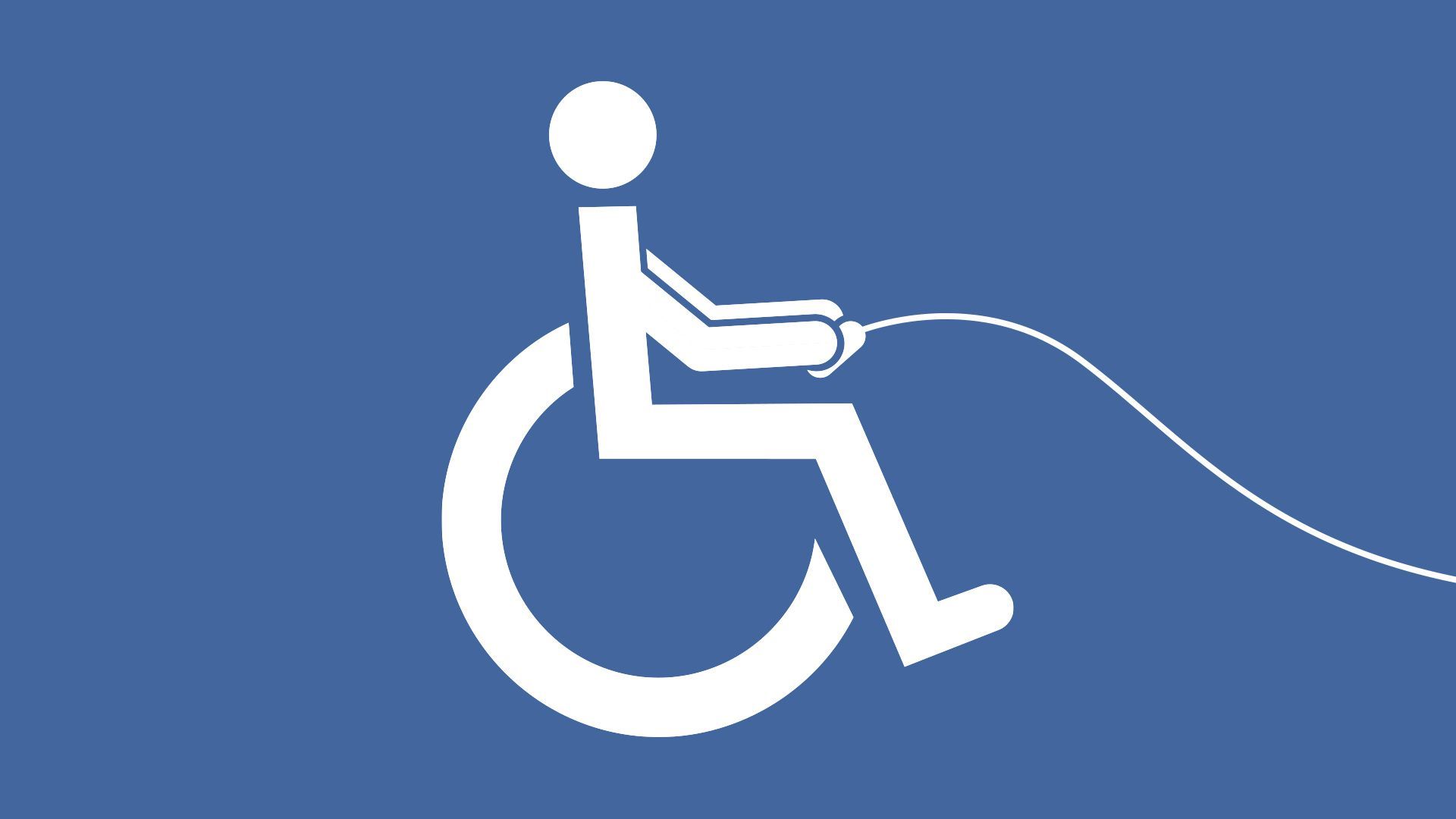 Illustration of the handicap icon with the stick figure holding a gaming controller.  