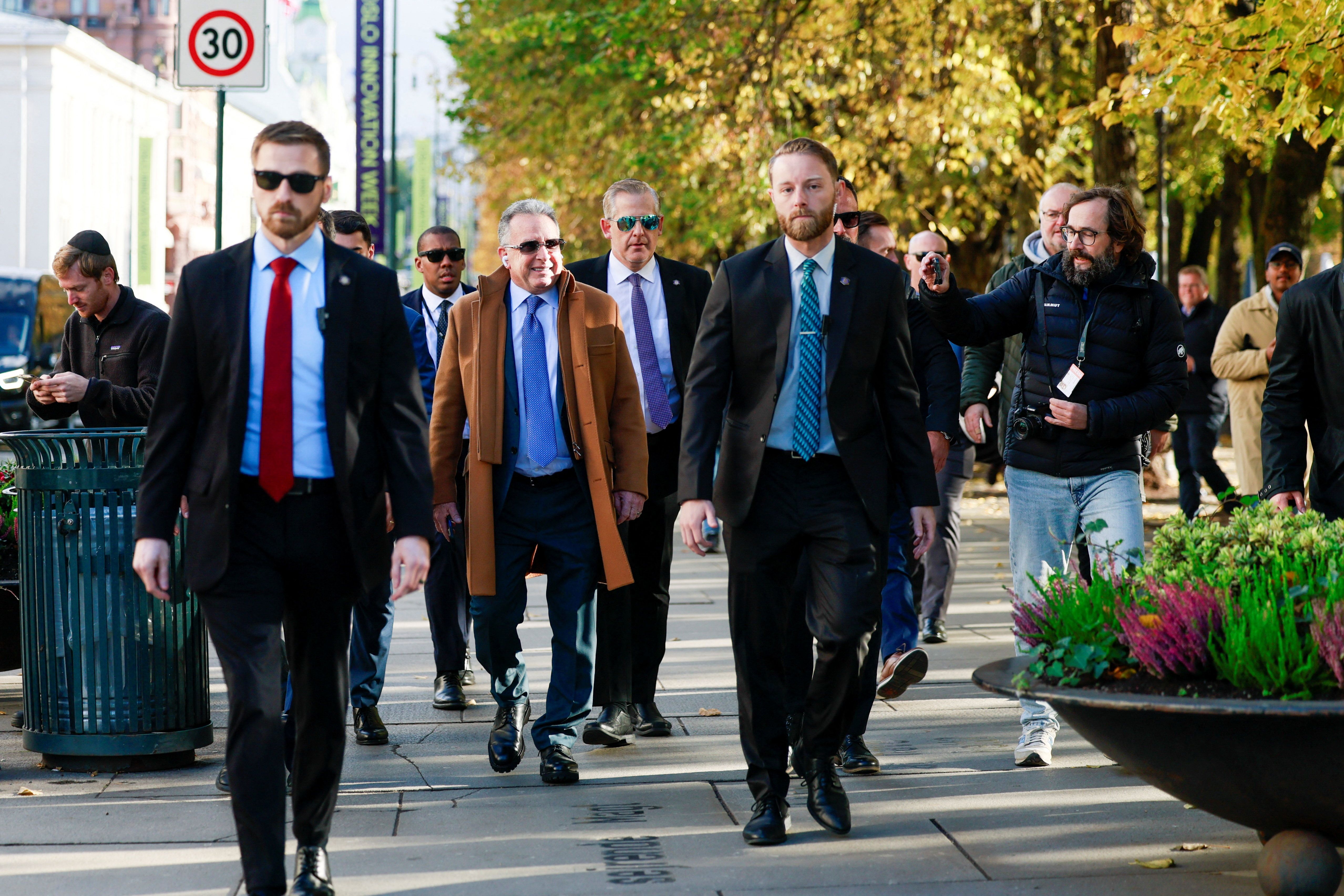 White House envoy Steve Witkoff walks in Oslo yesterday before meeting Ukrainian President Volodymyr Zelensky.