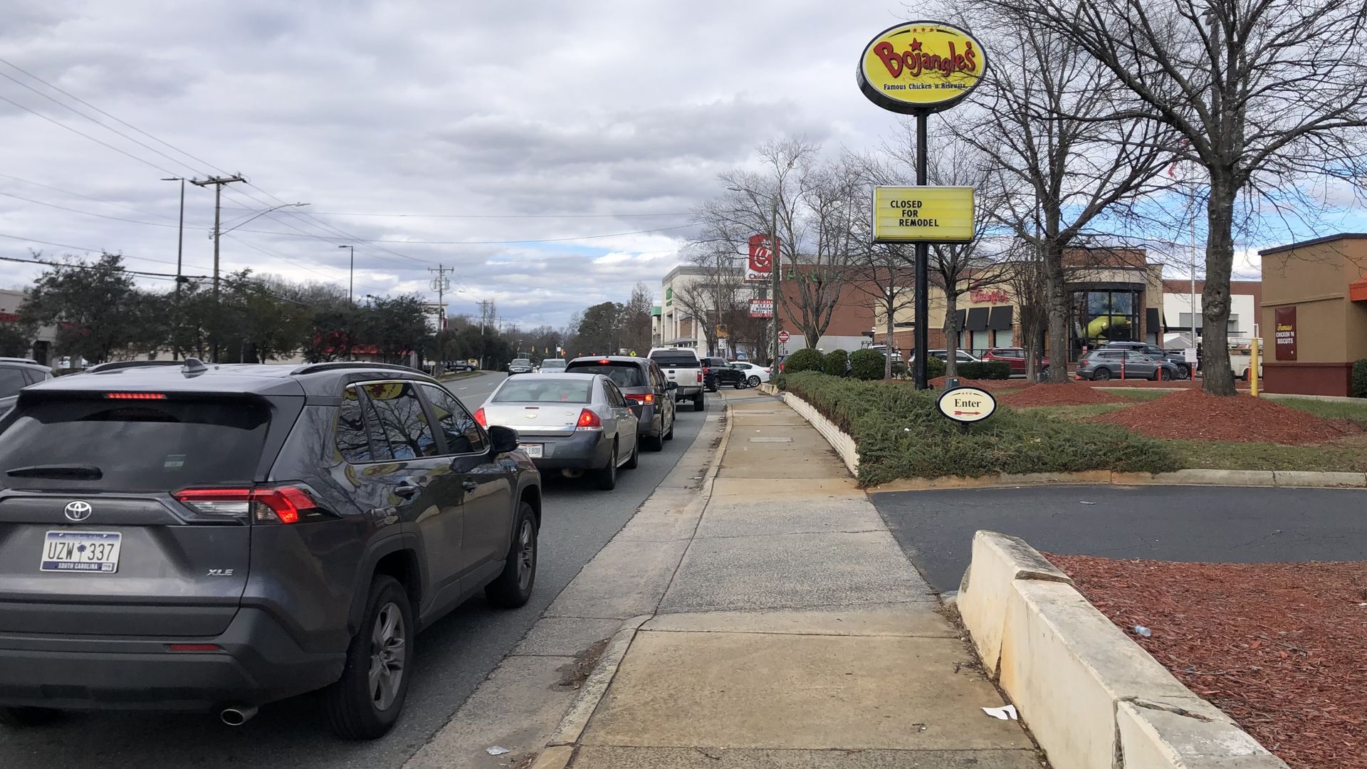 A line of cars for Chick-fil-A