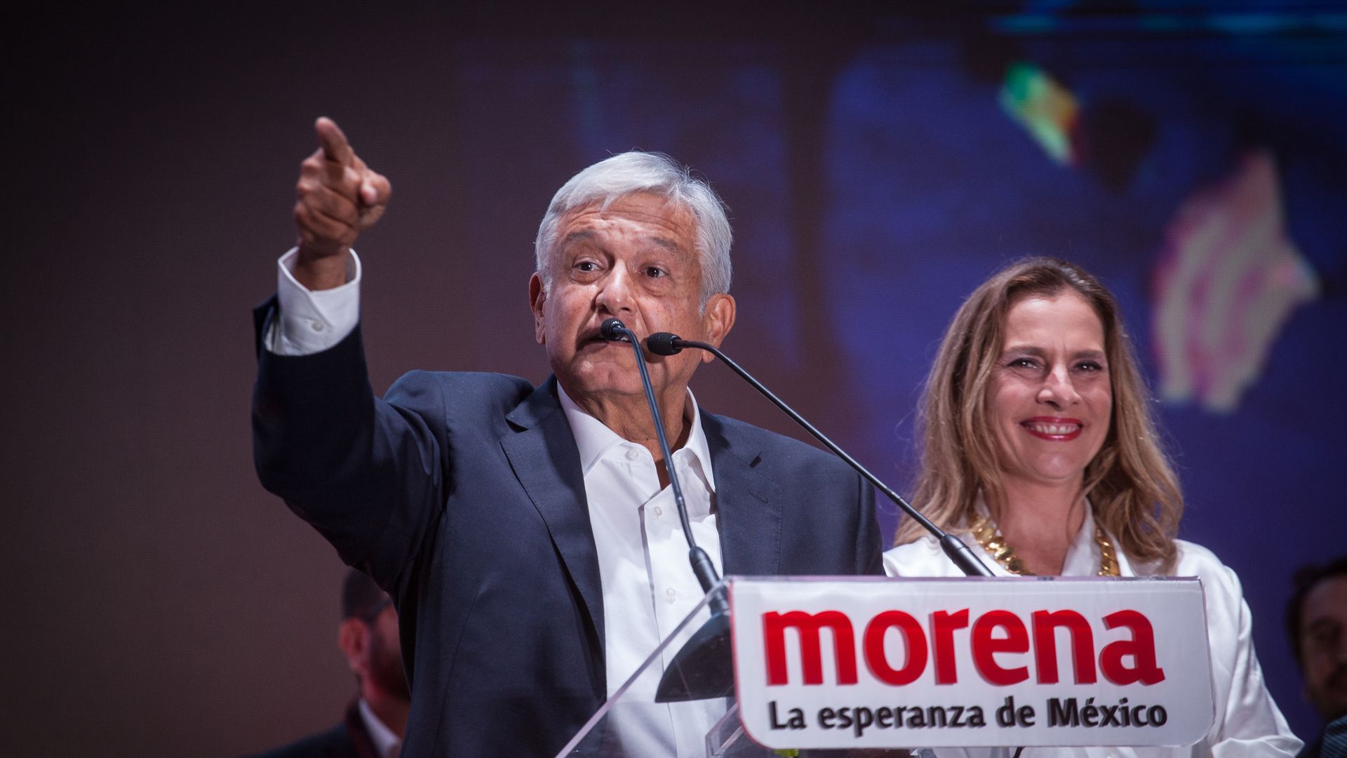 Mexican president Andres Miguel Lopez Obrador after being elected