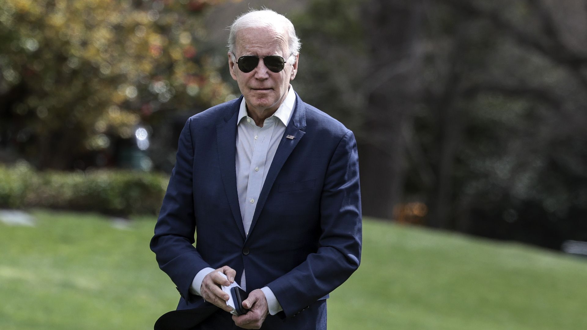 President Joe Biden returns to the White House on March 20, 2022 in Washington, DC. 
