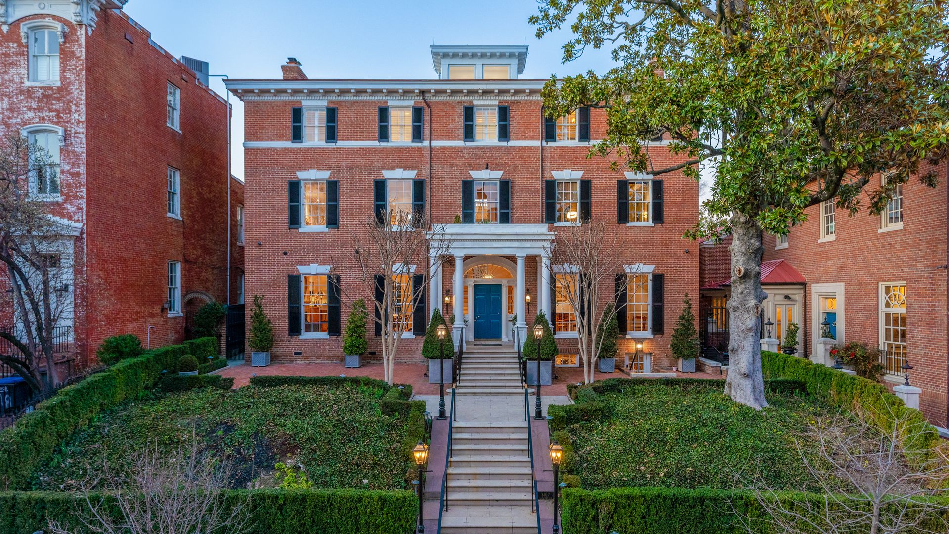An outside view of Jackie Kennedy Onassis' former home.