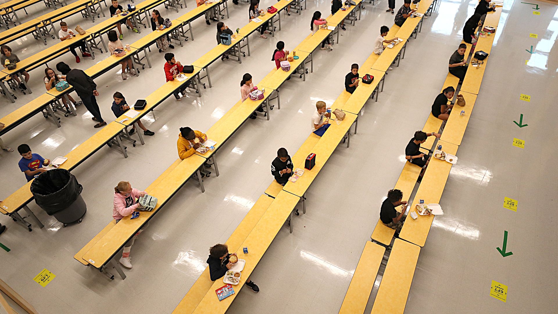Children eating lunch at Woodland Elementary School in Milford, Massachusetts, in September 2021.