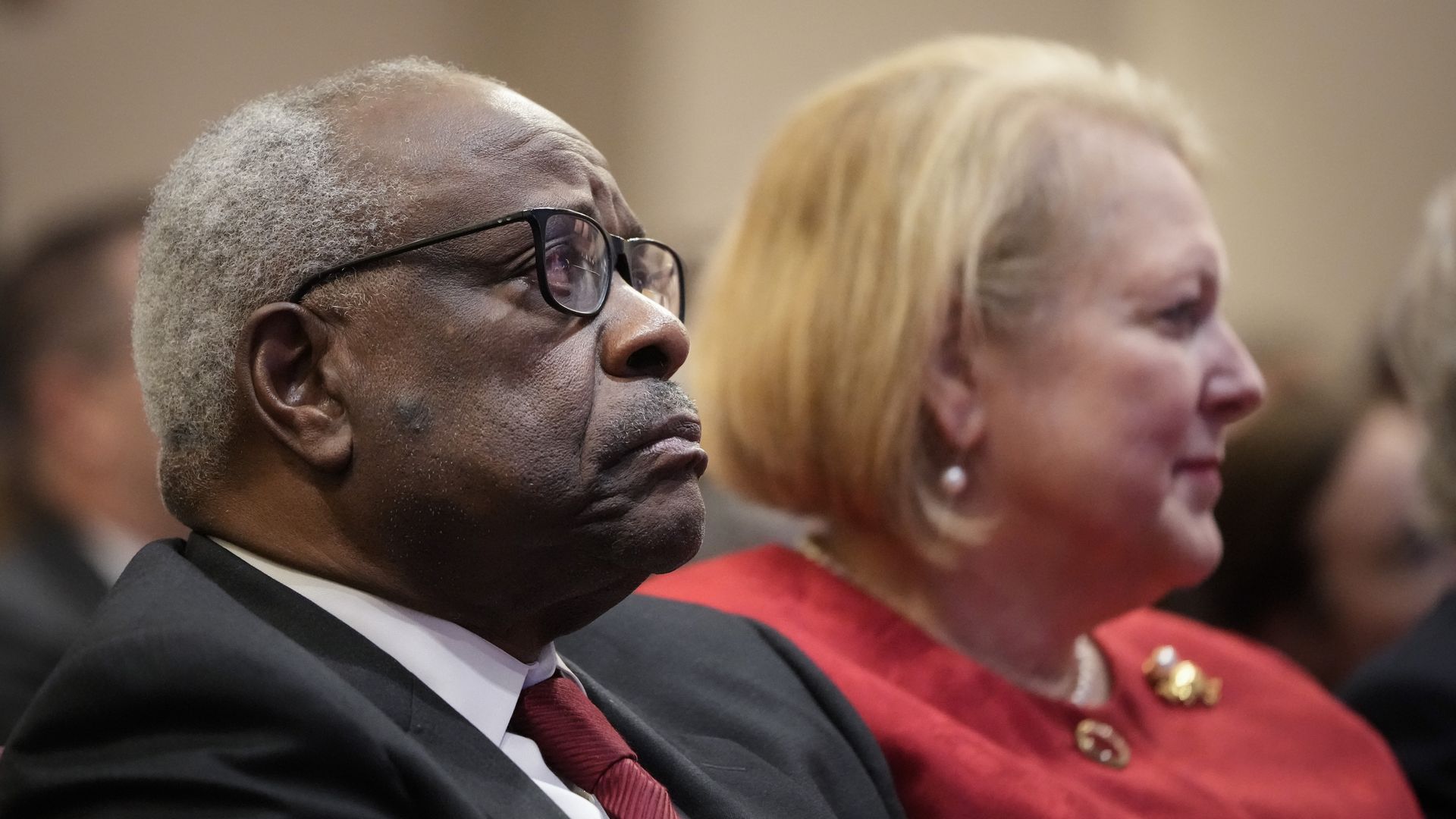 Supreme Court Justice Clarence Thomas is seen with his wife, Ginni Thomas.
