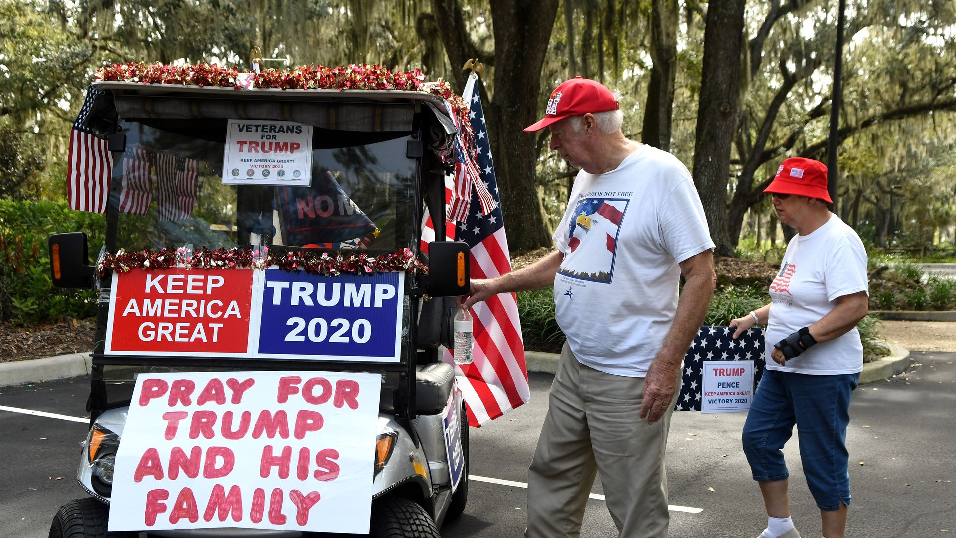 Trump Supporters Hold Golf Cart Parade In The Villages, Florida.