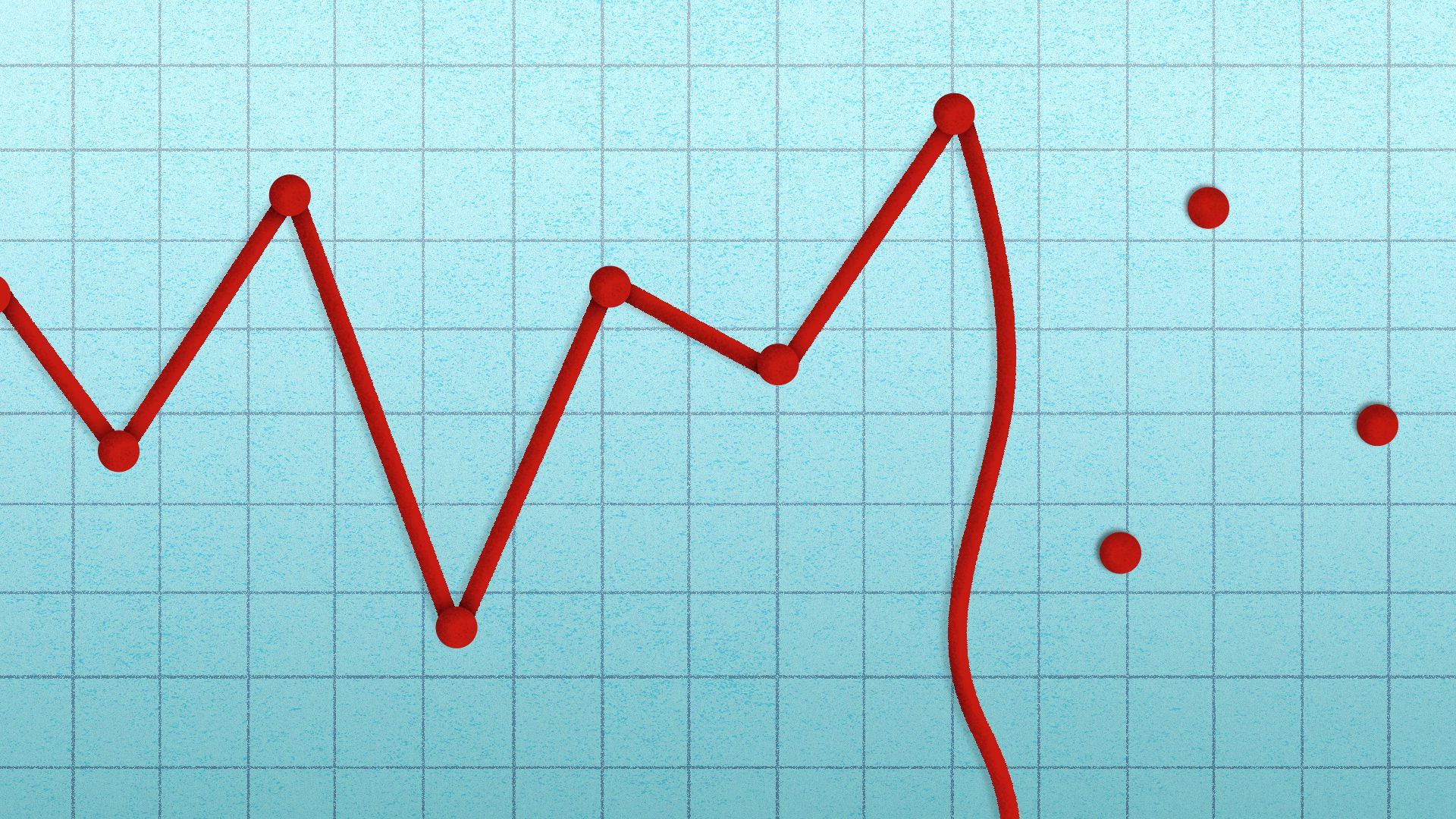 Illustration of a line chart that is falling off the screen.