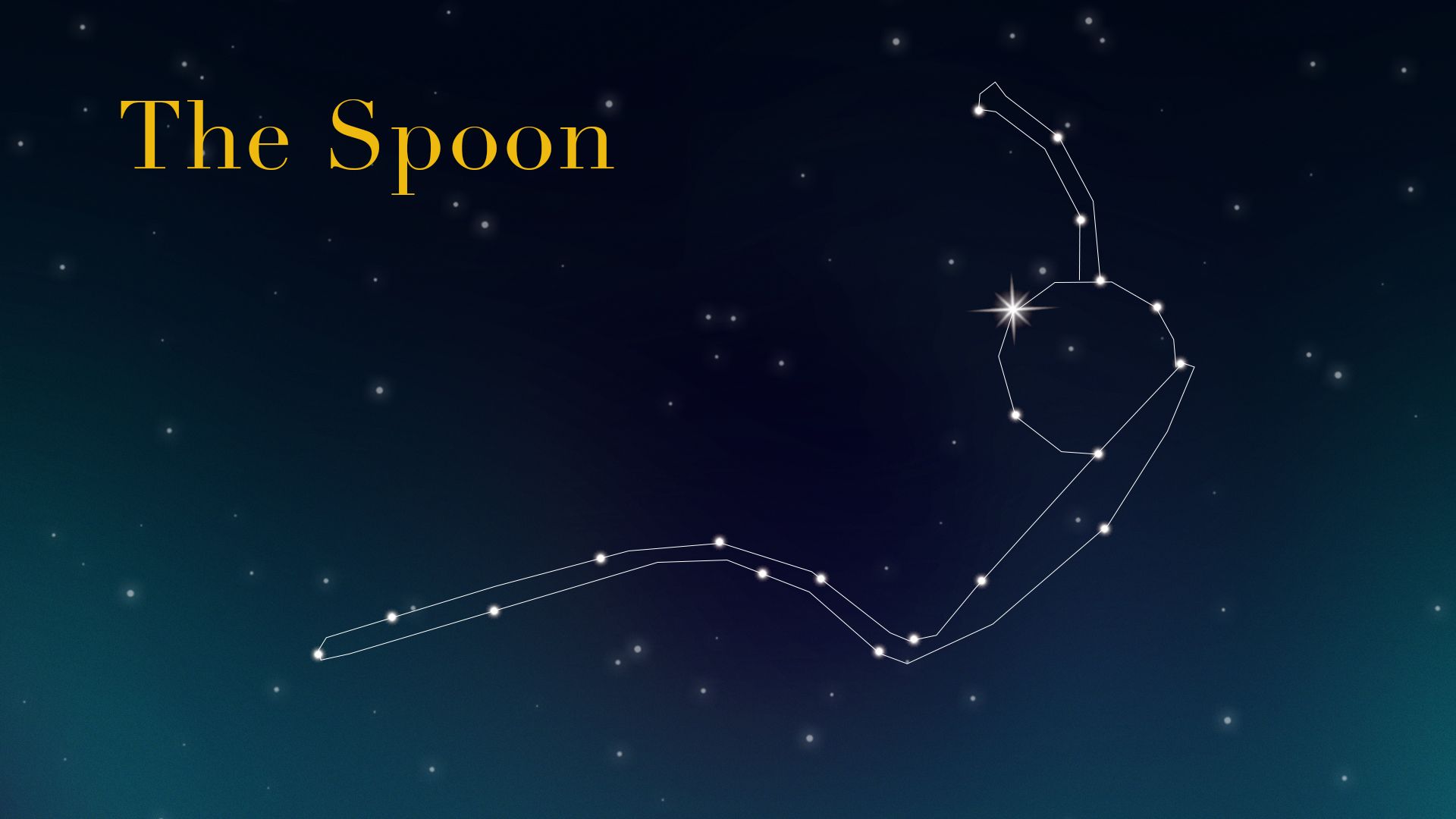 Illustration of a constellation in the shape of the Spoonbridge and Cherry sculpture.