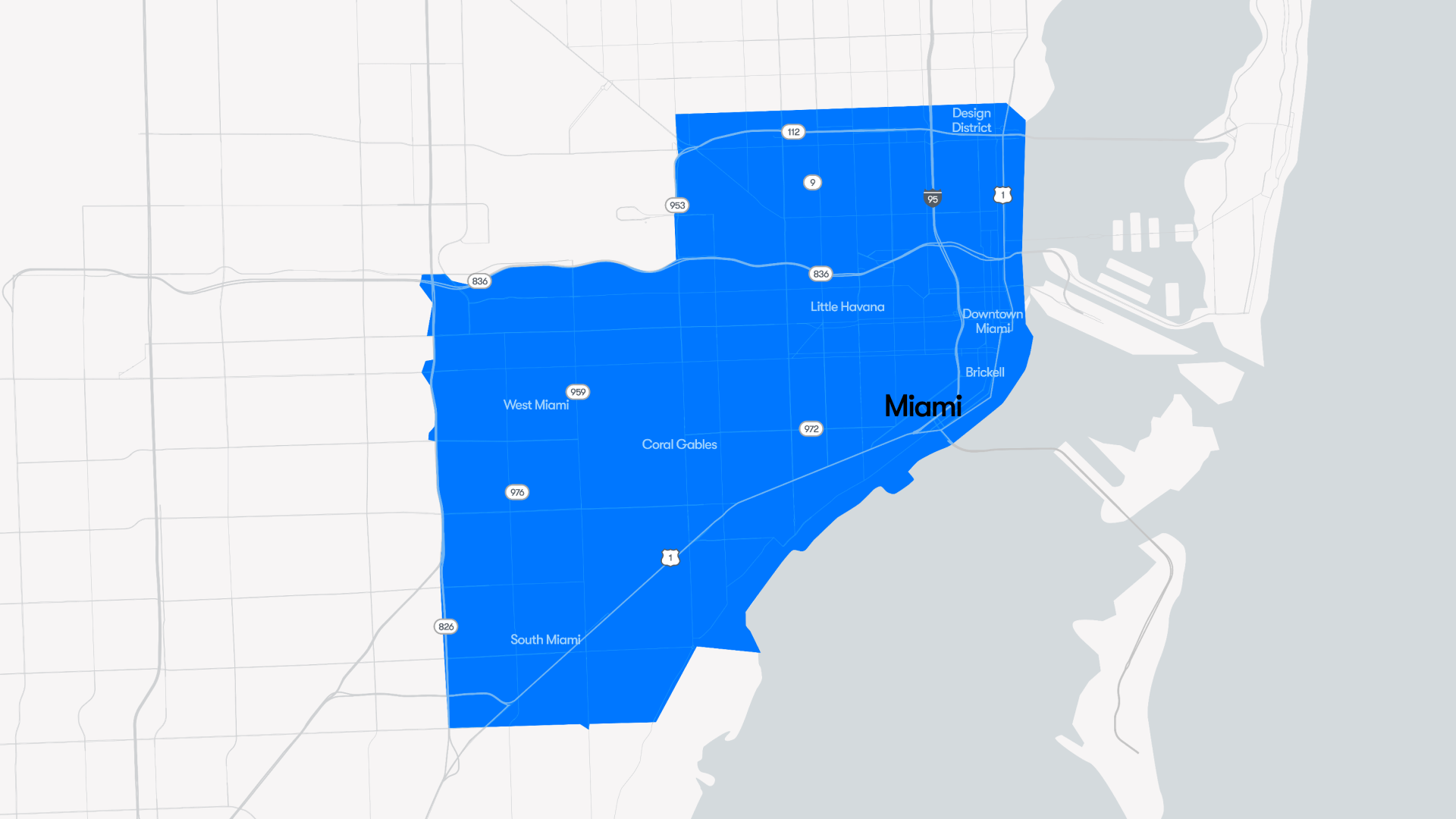 The preliminary Waymo service map in Miami