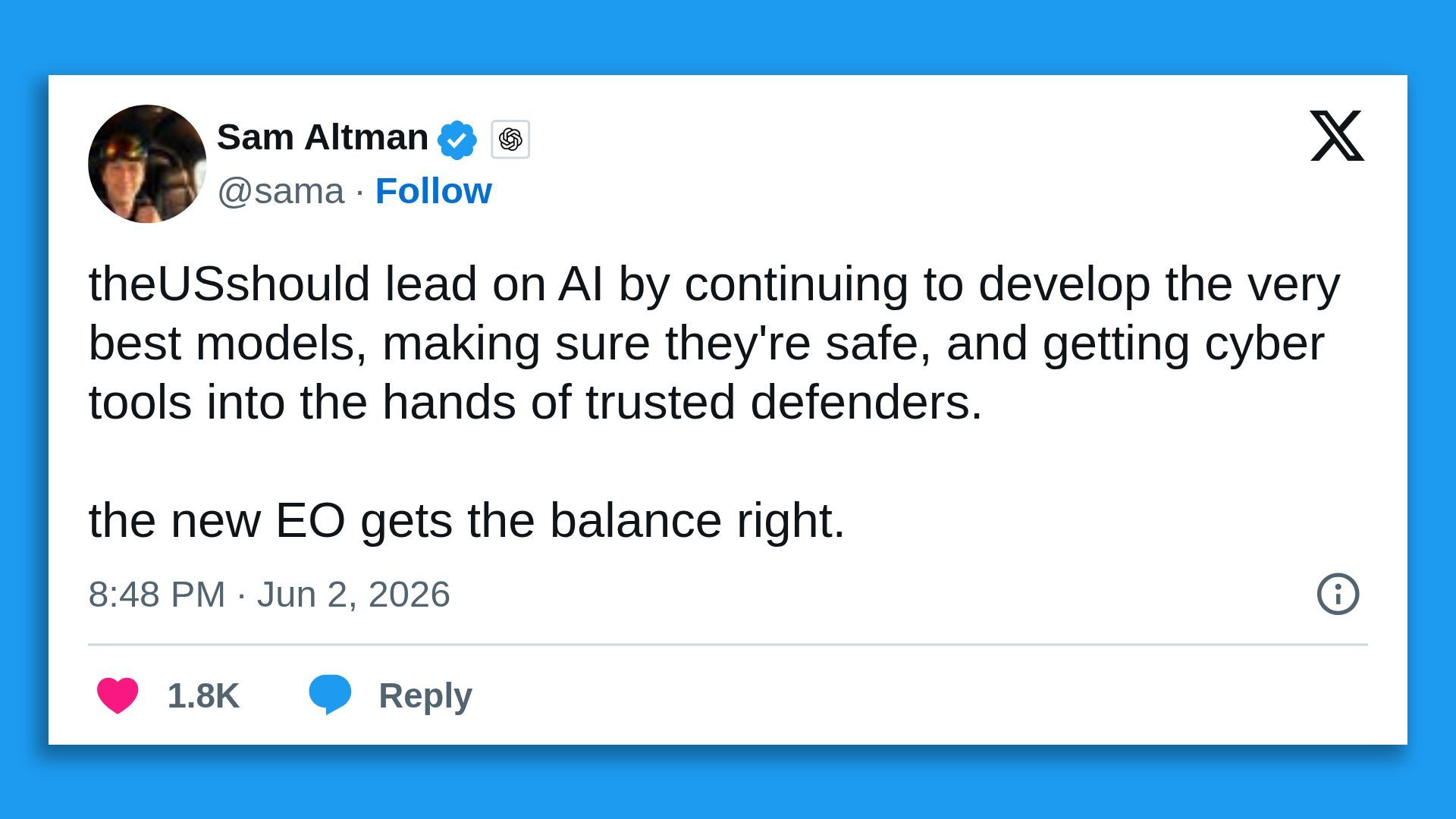 Screenshot of Altman text