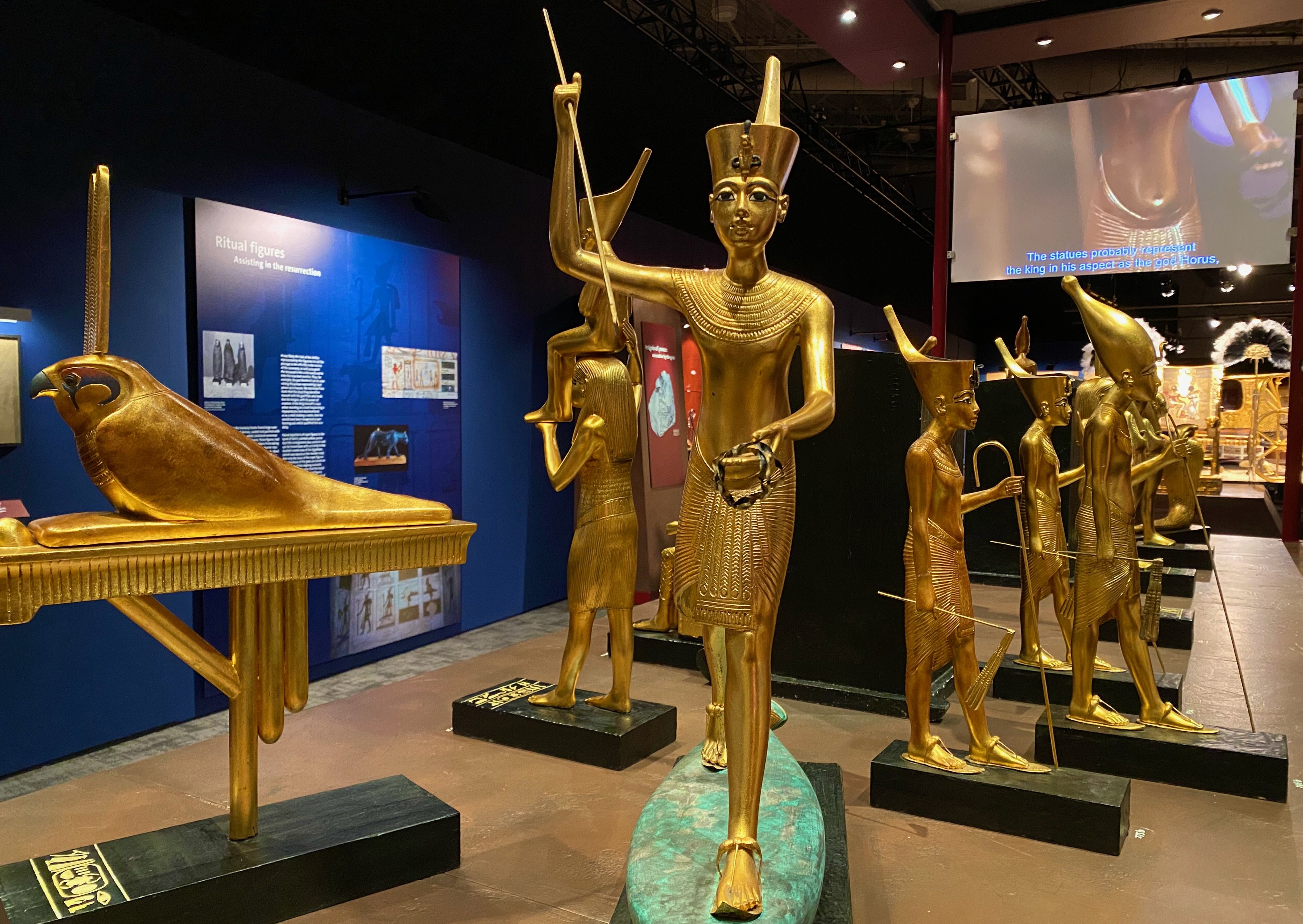 Gold statues of Tutankhamun and Egyptian gods