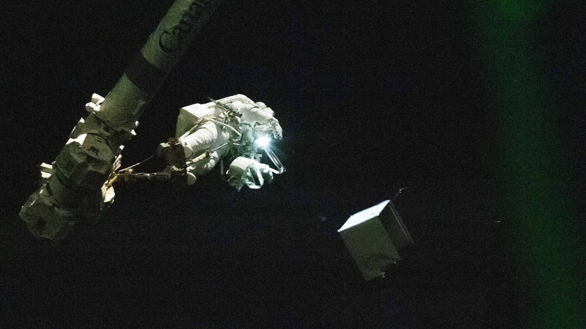 Victor Glover tossing some trash into space