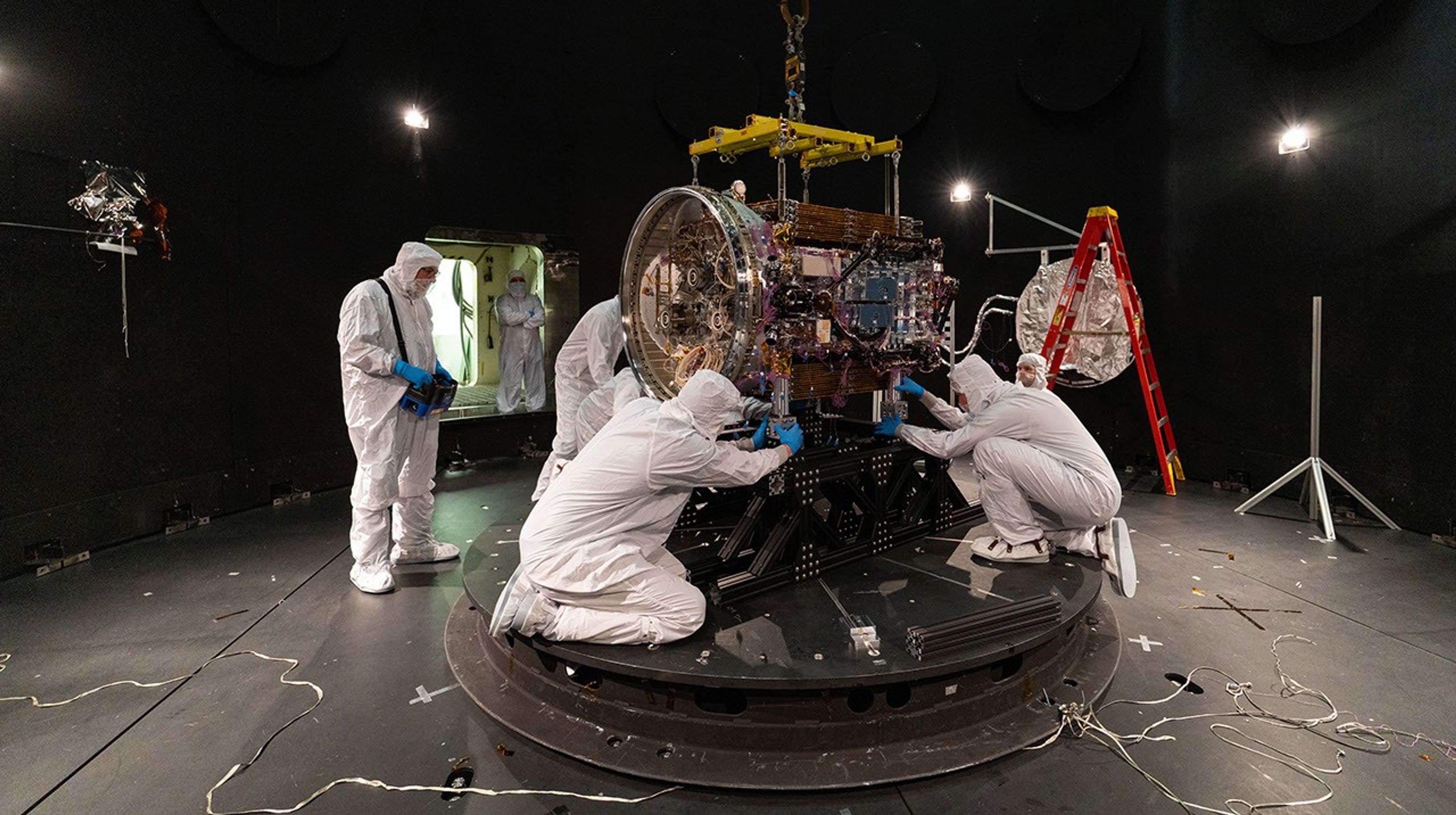 Katalyst engineers attach LINK to a baseplate for testing at NASA Goddard in April. Photo: NASA/Sophia Roberts