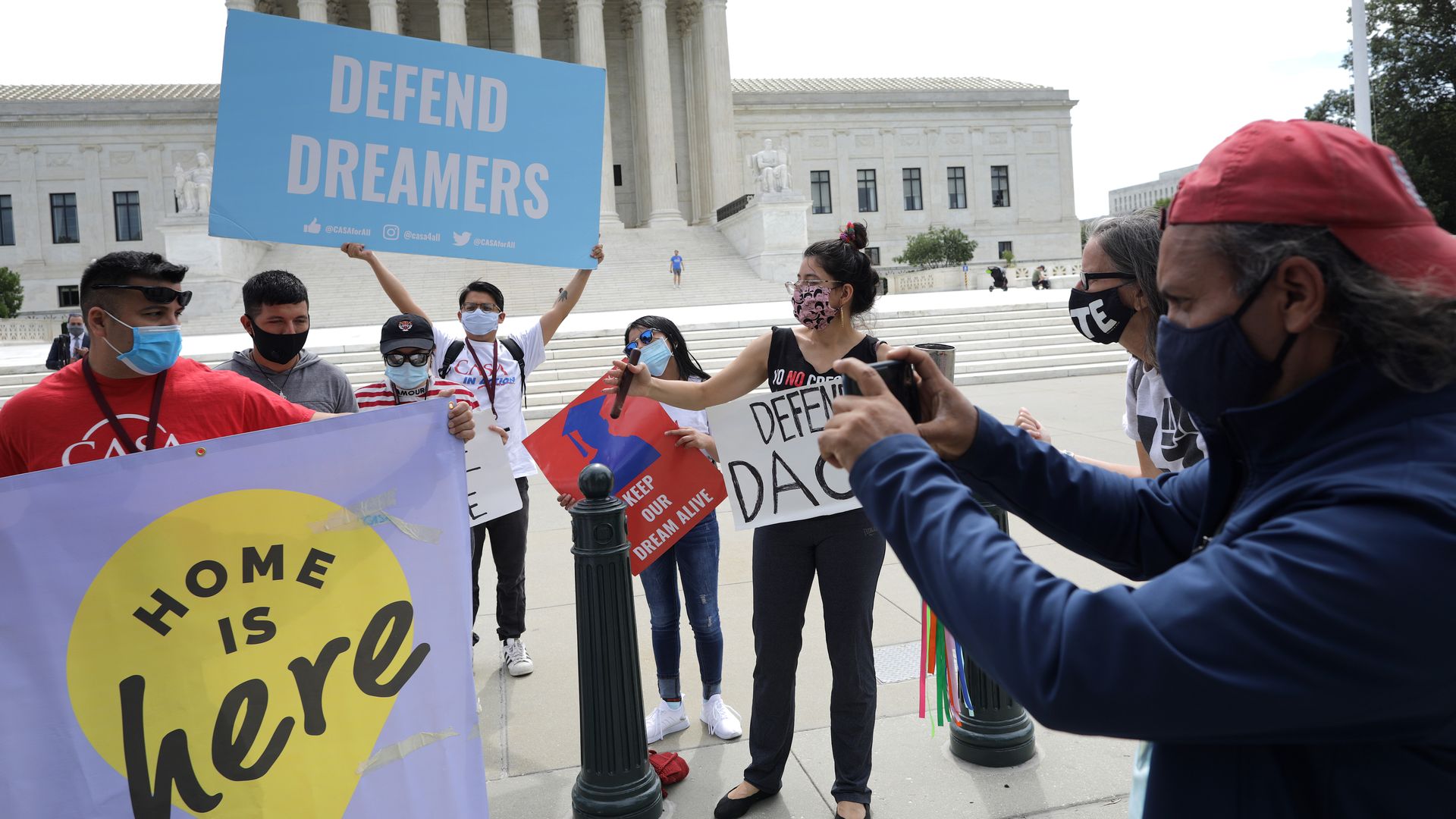 Advocates for immigrants with Deferred Action for Childhood Arrivals, or DACA, rally in front of the U.S. Supreme Court 