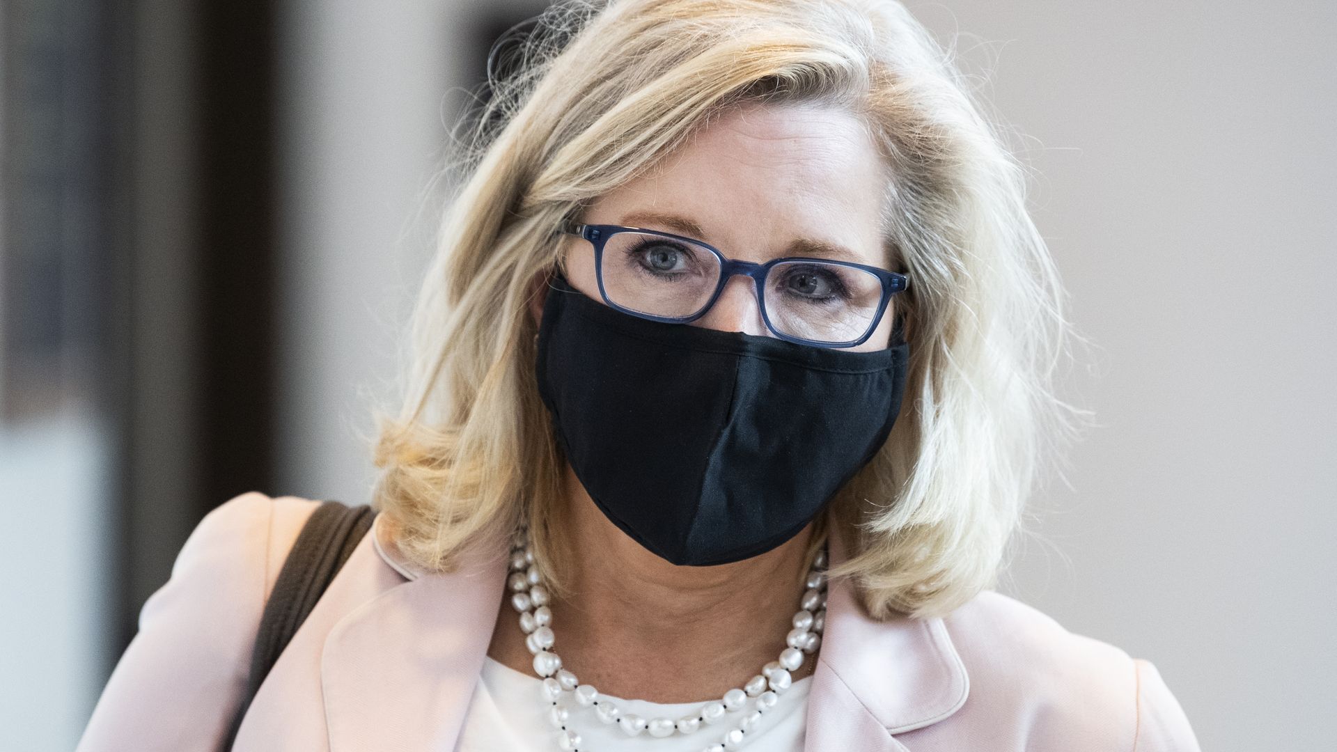 Rep. Liz Cheney, R-Wyo., is seen in the Capitol Visitor Center after a briefing by administration leaders on the U.S. withdrawal from Afghanistan on Tuesday, August 24, 2021