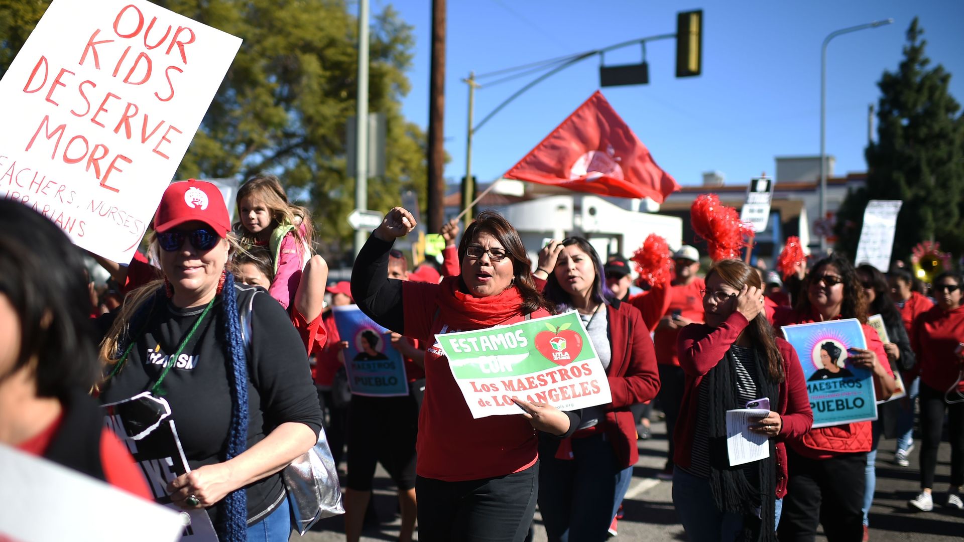 Striking teachers marching in LA