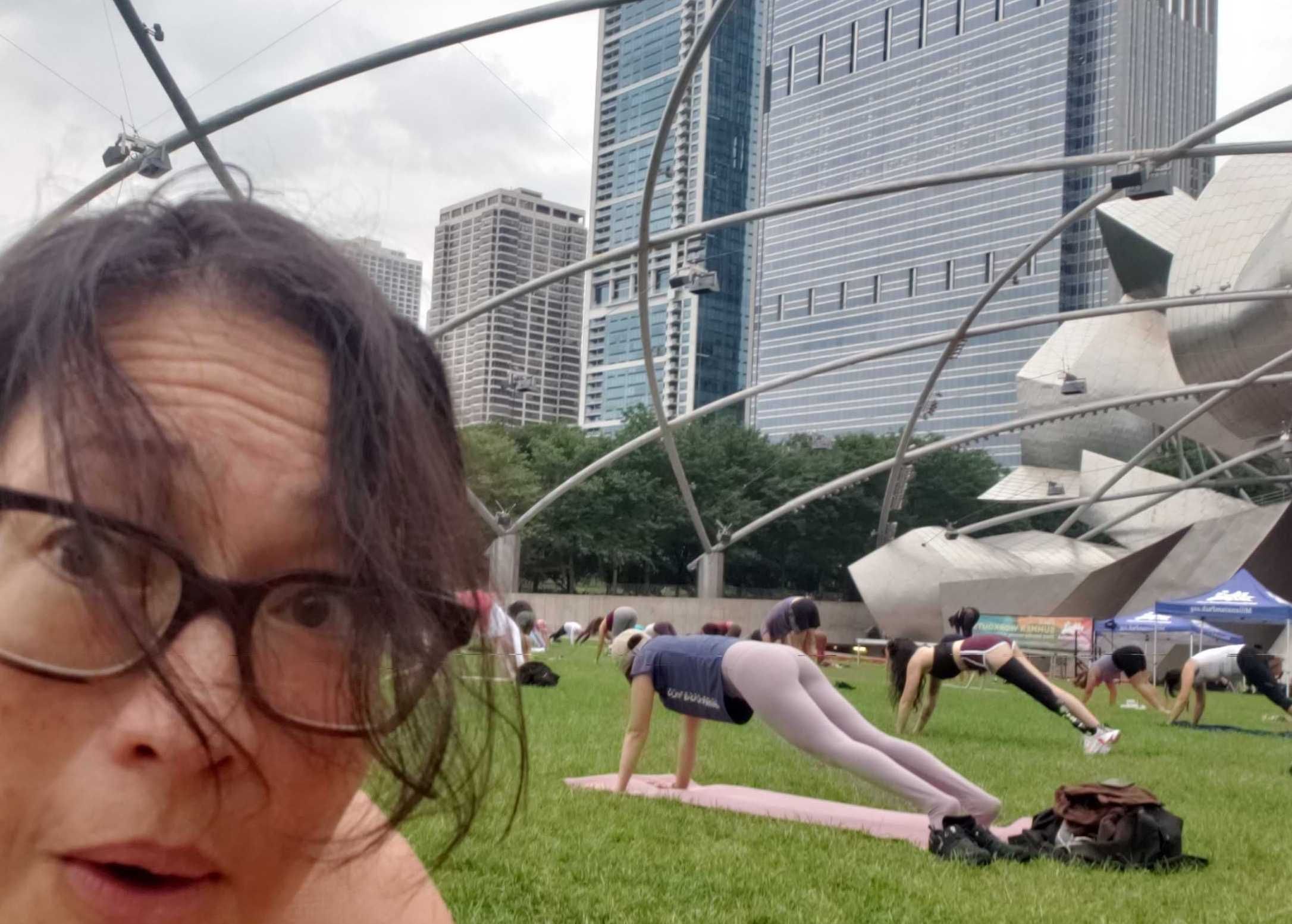 woman working out in park