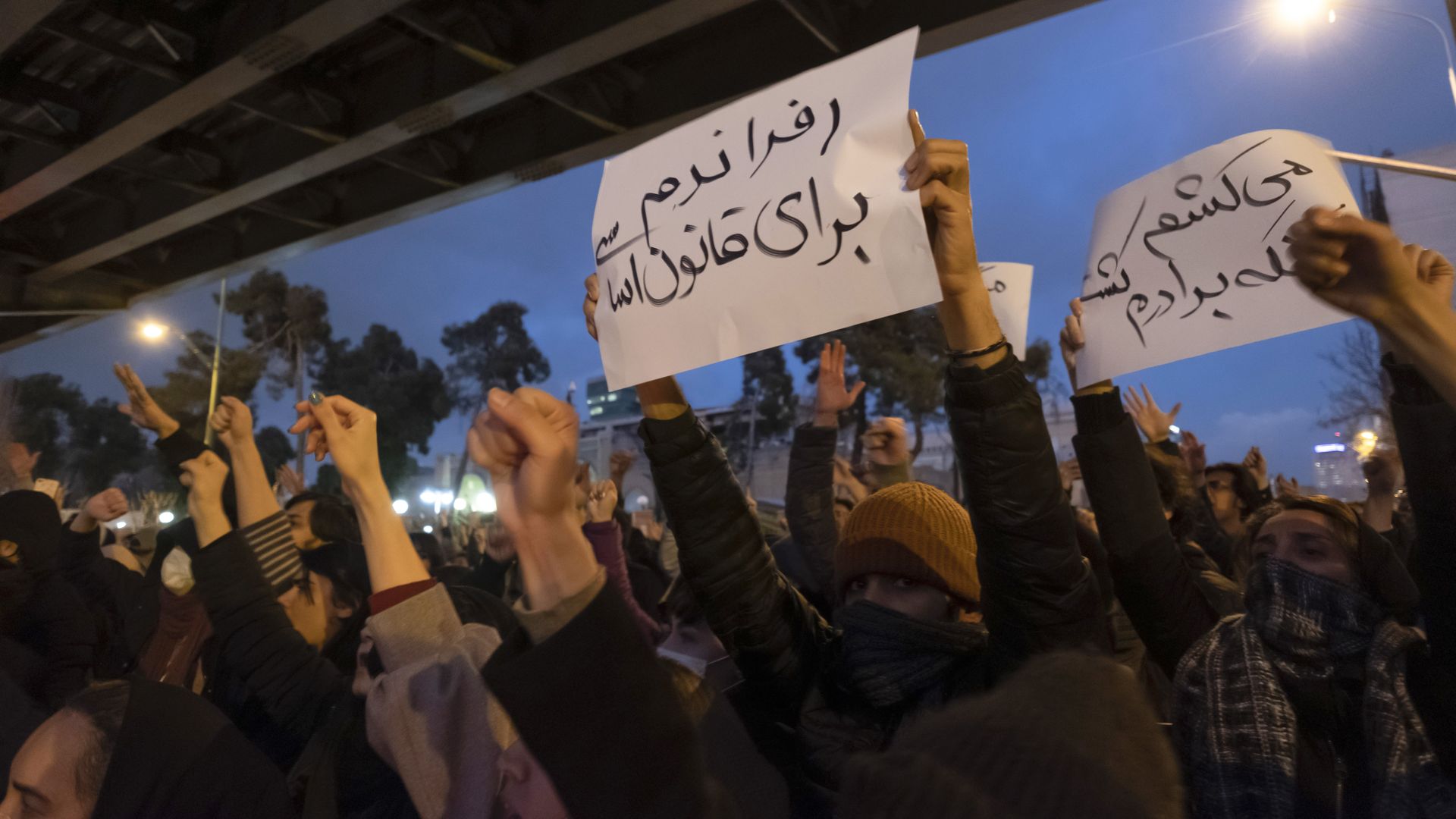 Demonstrators in Tehran on Jan 11.