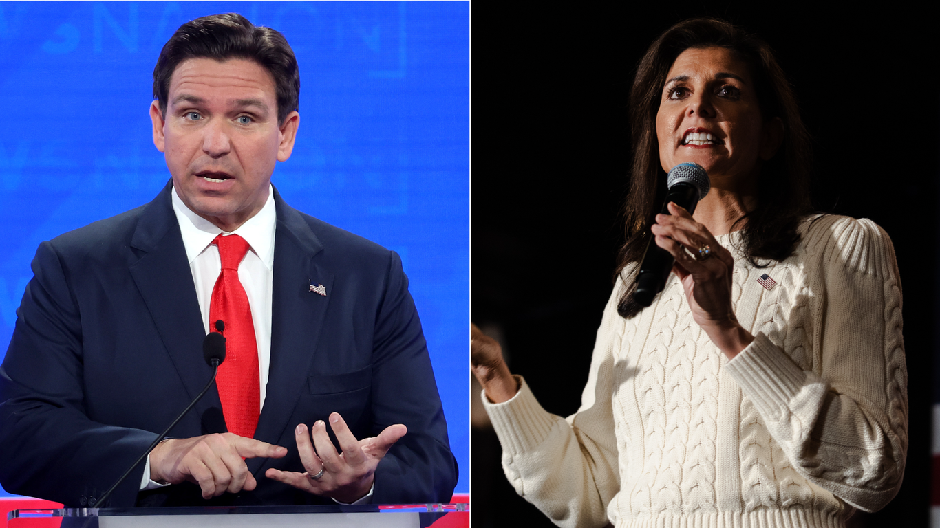 DeSantis, Haley slam Trump at Iowa town halls