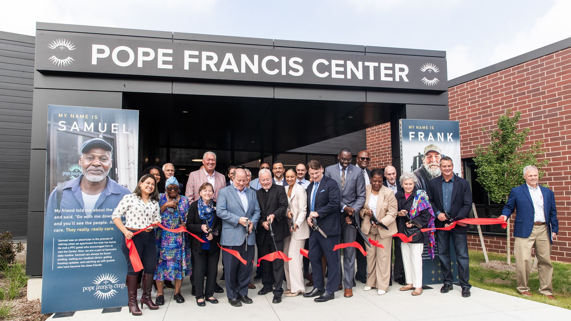 City, state and other officials cut the ribbon on the Pope Francis Center's new bridge housing campus at 2915 W. Hancock St. Photo: Courtesy of the city of Detroit via Flicker