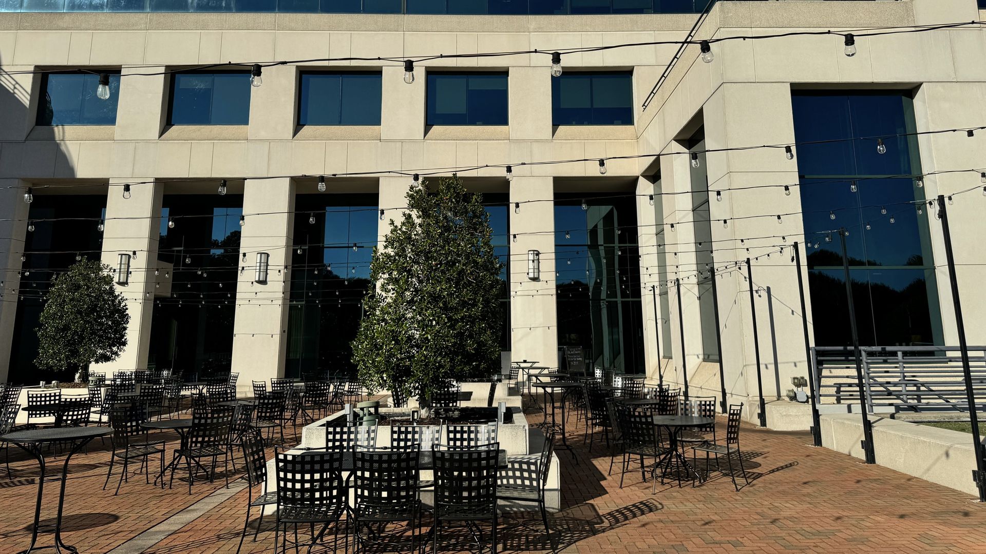 Patio outside a building