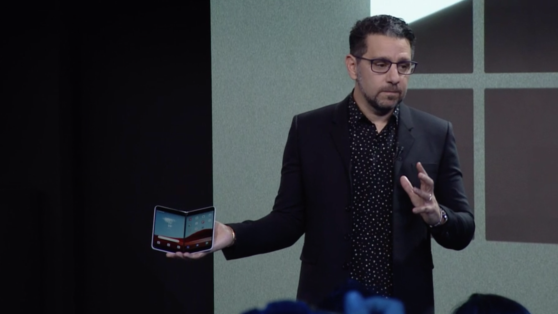 Surface head Panos Panay previews the Surface Neo, a PC-phone hybrid due out next year.